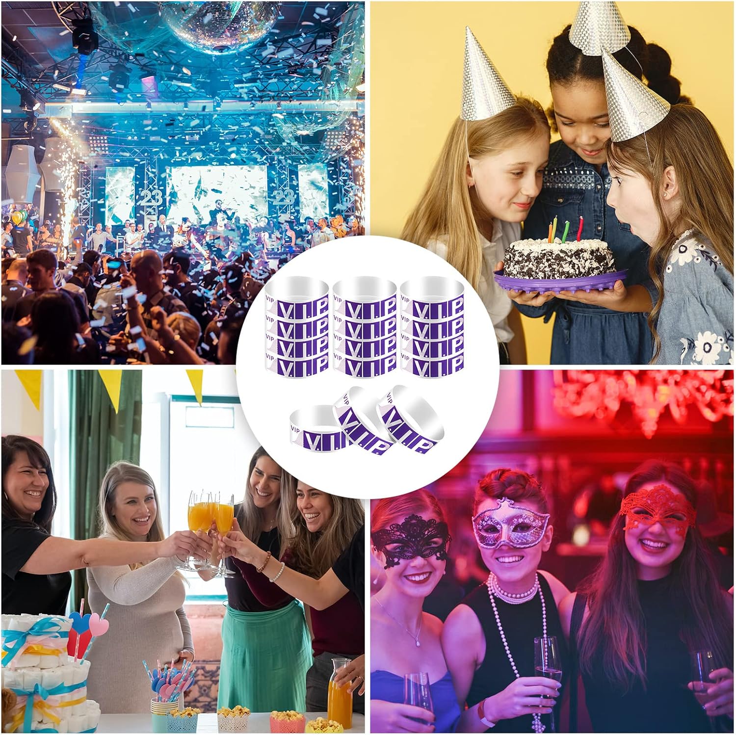 KINBOM 300 pulseras de papel para eventos, pulseras de identificación ligeras VIP adhesivas de papel para eventos, conciertos, clubes, festivales