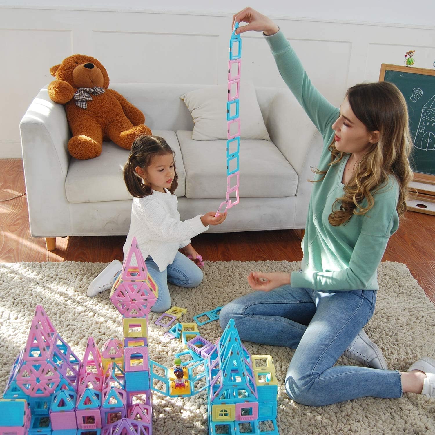 MAGBLOCK Bloques de construcción de azulejos magnéticos, regalo para niñas y niños de 3 a 8 años, juguetes educativos para niños y niñas