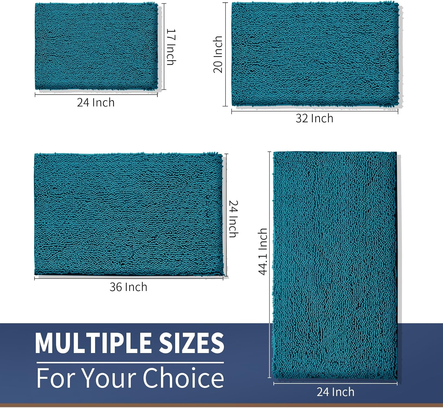 Yimobra Juego de 2 alfombras de baño de felpilla de lujo, suaves y absorbentes, antideslizantes, lavables para baño (31.5 x 19.8 + 24 x 17 pulgadas,
