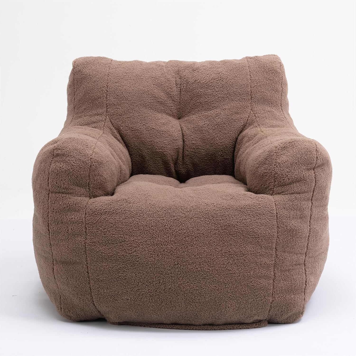 Hommoo Puf grande para adultos con reposabrazos, cómodo puf con relleno de espuma, esponjoso, tela de peluche suave, puf copetudo para dormitorio,