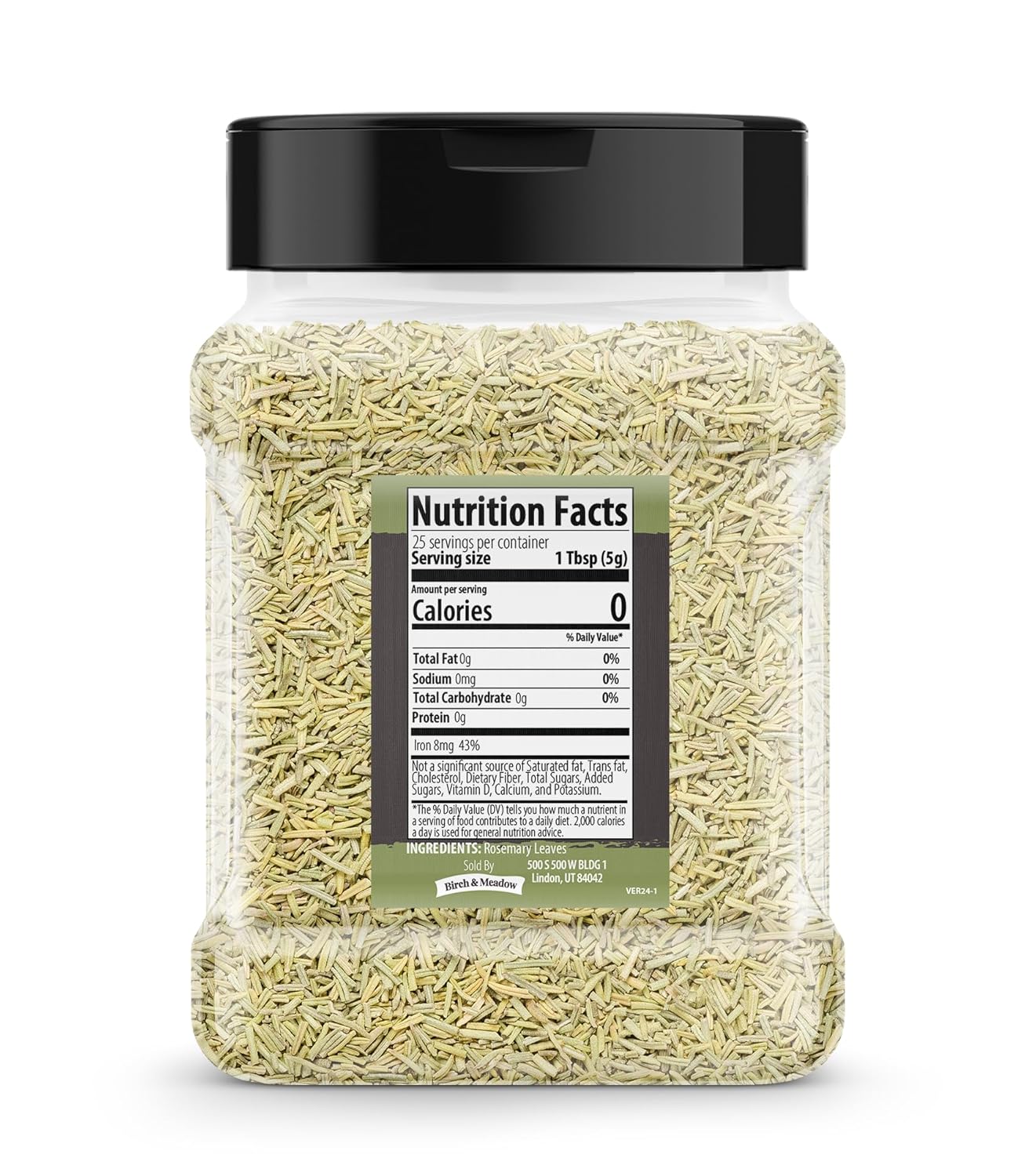 Birch & Meadow Hojas de romero, 4.4 oz, cortadas y tamizadas, hierba de cocina