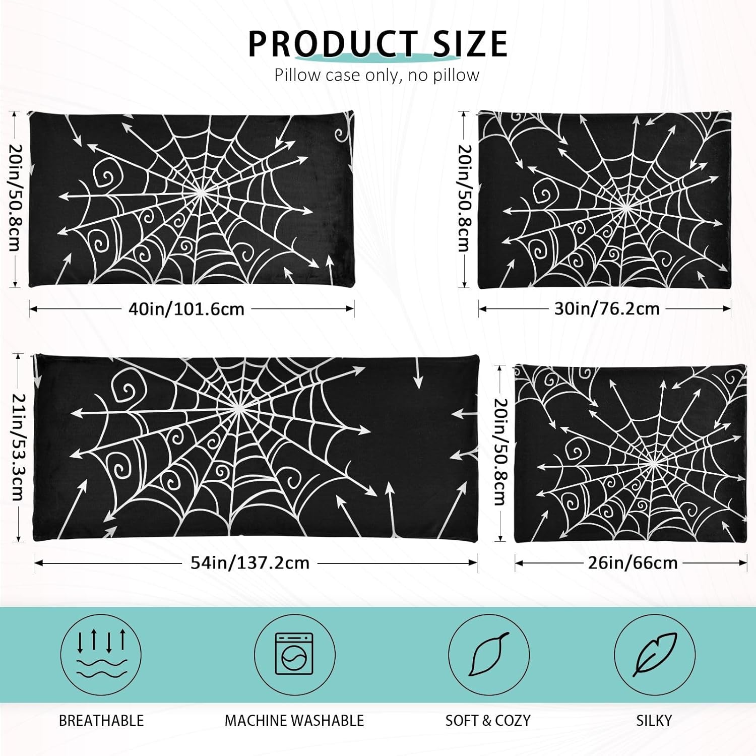 Emelivor Spiderweb – Fundas de almohada de Halloween de terciopelo, fundas de cojín suaves, fundas de almohada cómodas, almohadas decorativas para