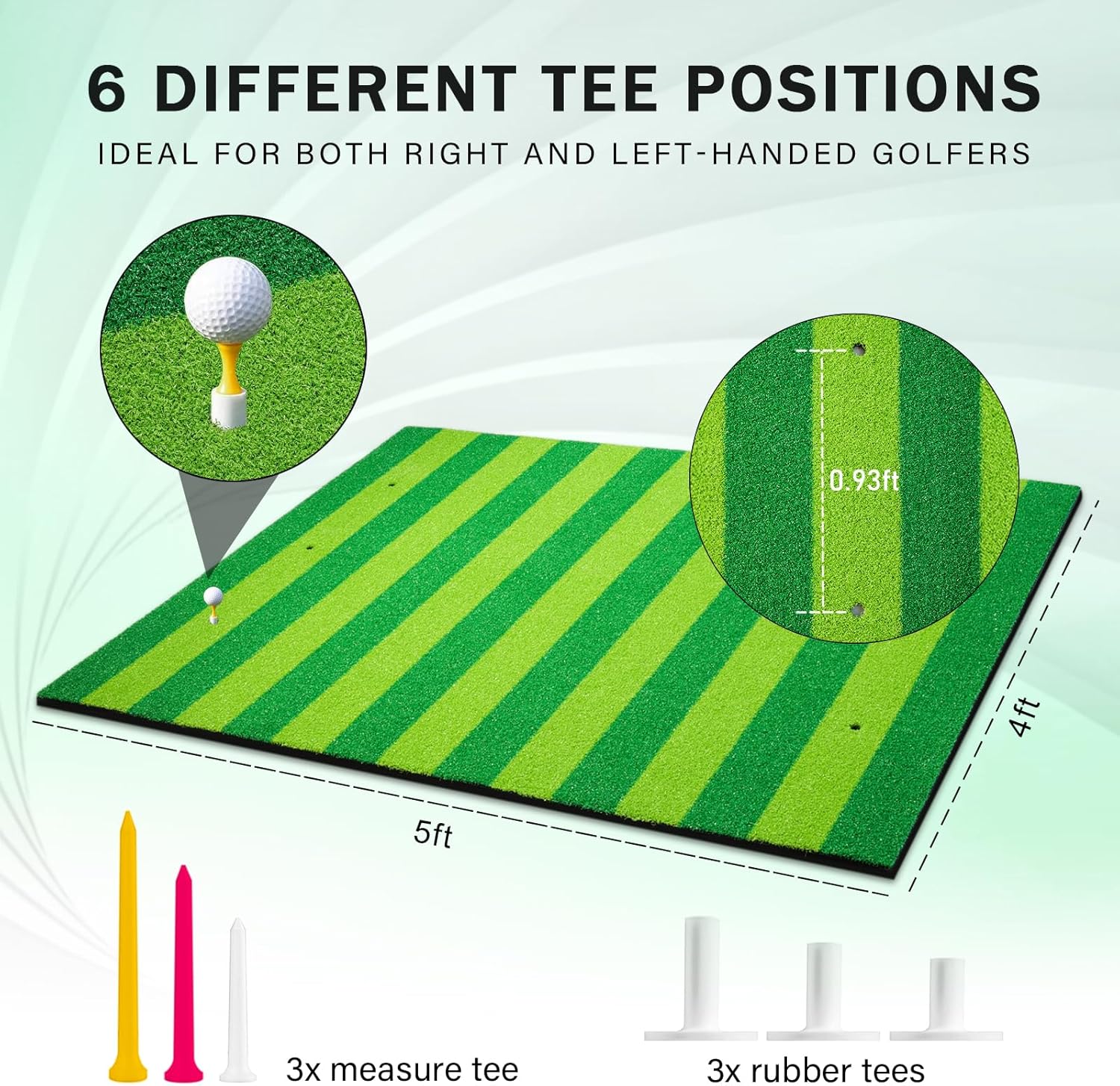 Tapete de golf grueso de 5 x 4 pies, tapetes de golf para práctica en interiores y exteriores con alineación de guía de rayas, césped artificial