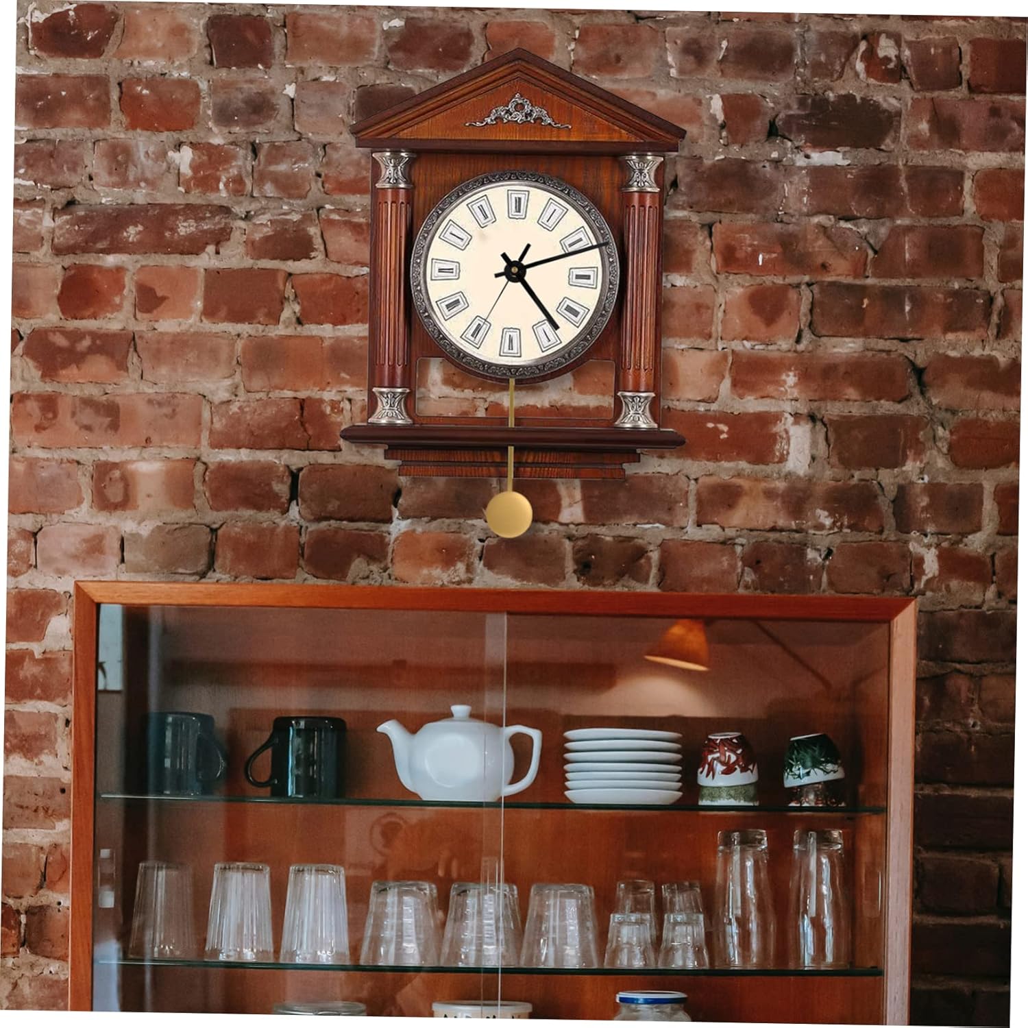 DOITOOL Reloj de pared de cuarzo, mecanismo de reemplazo de reloj de péndulo, pieza de reloj de pared, reloj de pared dorado, kit de moda antigua,