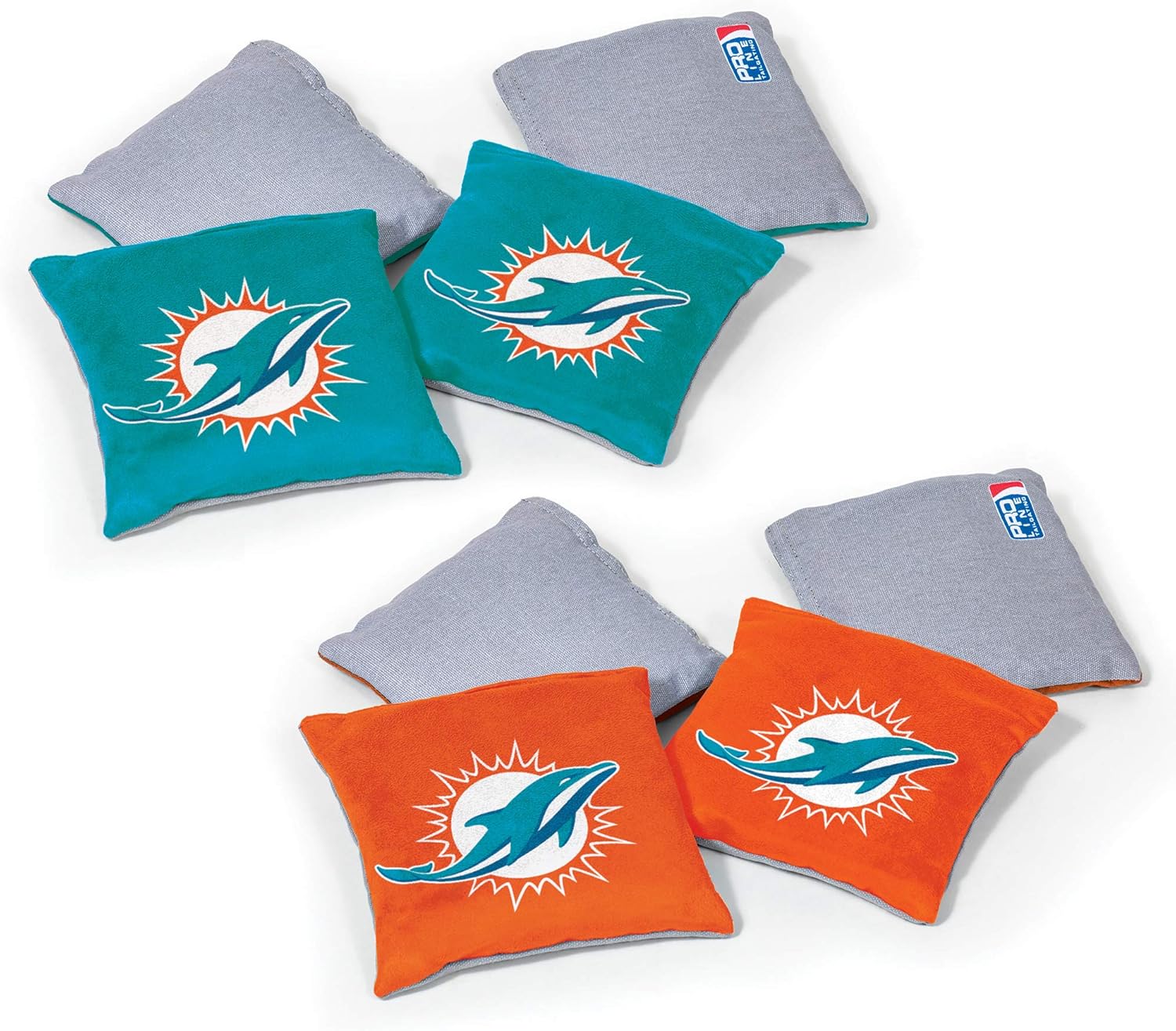 Wild Sports – Bolsas de frijoles de doble cara de fútbol americano profesional de la NFL, 8 unidades, bolsas de lanzamiento de primera calidad para