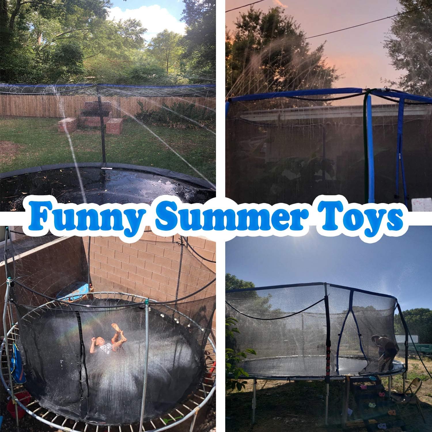 Bobor Aspersor de trampolín para niños, rociador de parque acuático para trampolín al aire libre, accesorios para trampolín, divertidos juguetes de