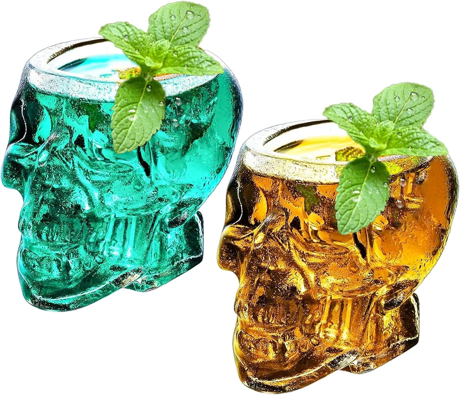 GXFCCYXT 2 copas de vino de calavera de Halloween de 12 onzas  11.8 fl oz, copas de cóctel únicas divertidas de calavera transparente para cóctel,