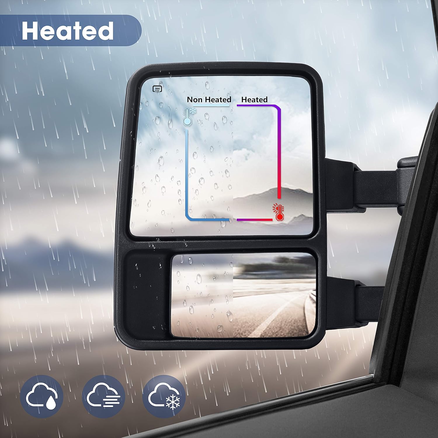 Switchback – Espejo de remolque compatible con 1999-2016 F250 F350 F450 F550 Super Duty Truck Pickup espejos laterales de remolque de vidrio