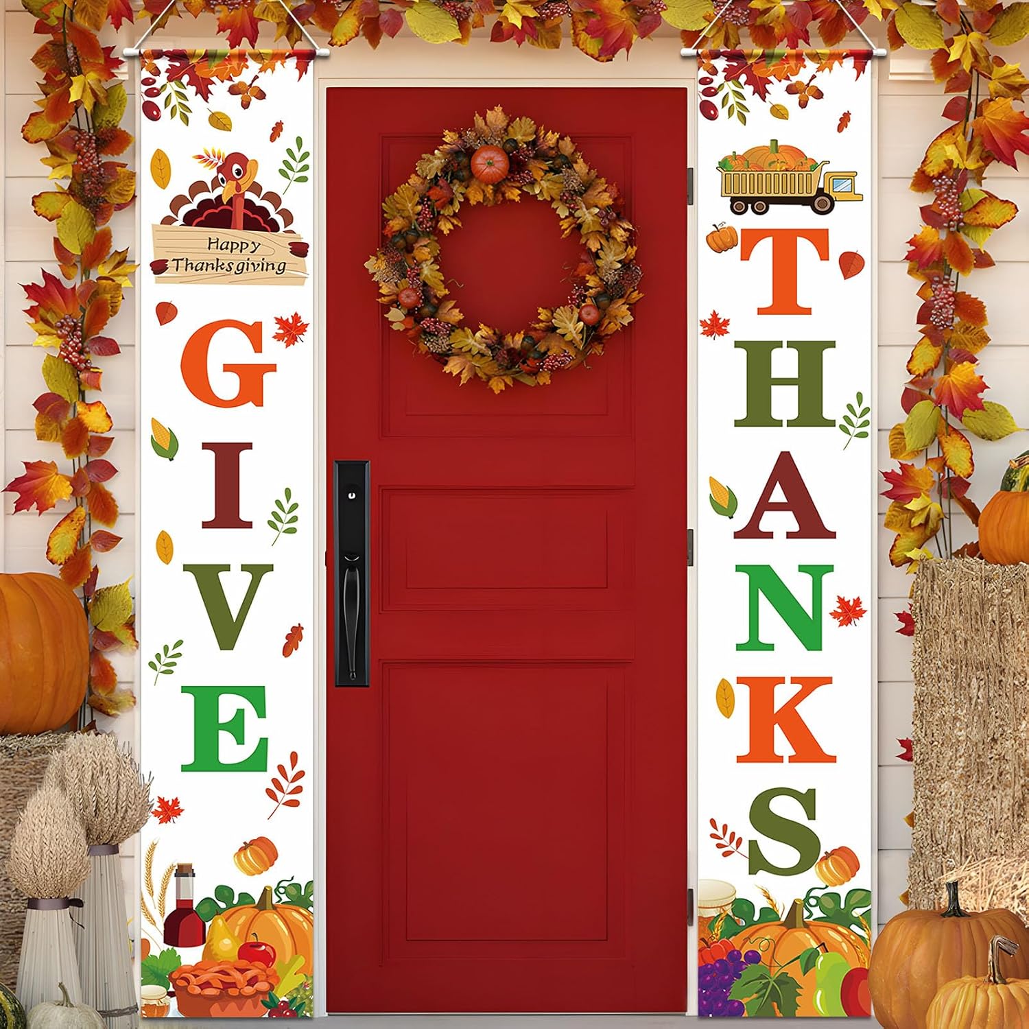 Decoraciones de otoño para exteriores, decoración de otoño, pancarta de agradecimiento para el hogar, interior y exterior, 71 x 12 pulgadas