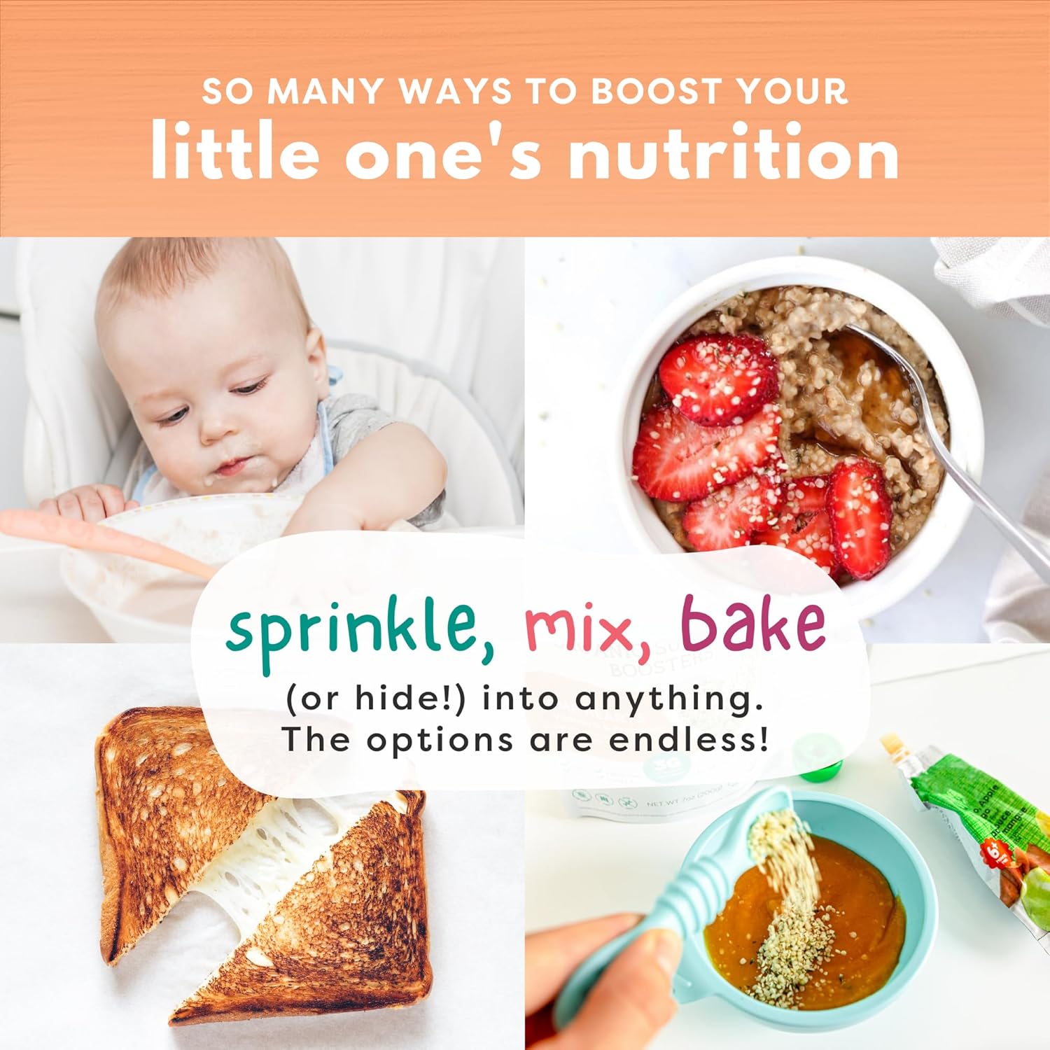 Tiny Sprouts Corazones de cáñamo orgánico regenerativo + probiótico de porción completa + vitamina D3 I potenciador de semillas de cáñamo para bebés