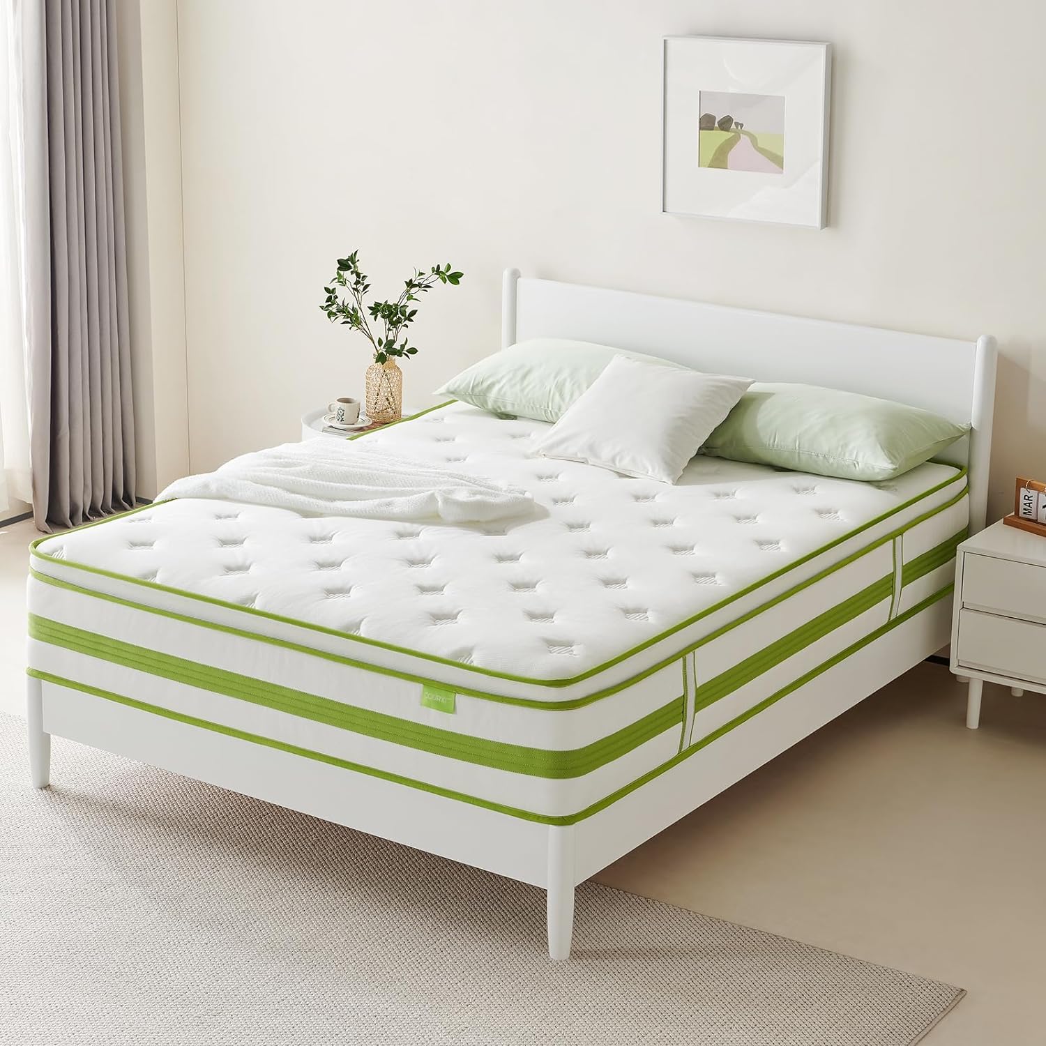 Colchón individual de 12 pulgadas, colchón híbrido en una caja, espuma viscoelástica de gel y resortes embolsados para dormir y aliviar la presión,
