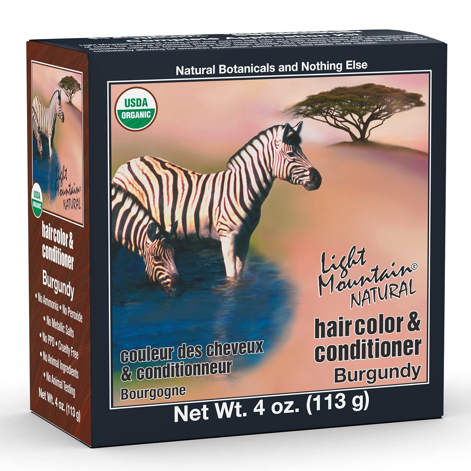 Light Mountain Tinte y acondicionador de cabello de henna – Tinte para el cabello borgoña para hombres y mujeres, polvo orgánico de hoja de henna y