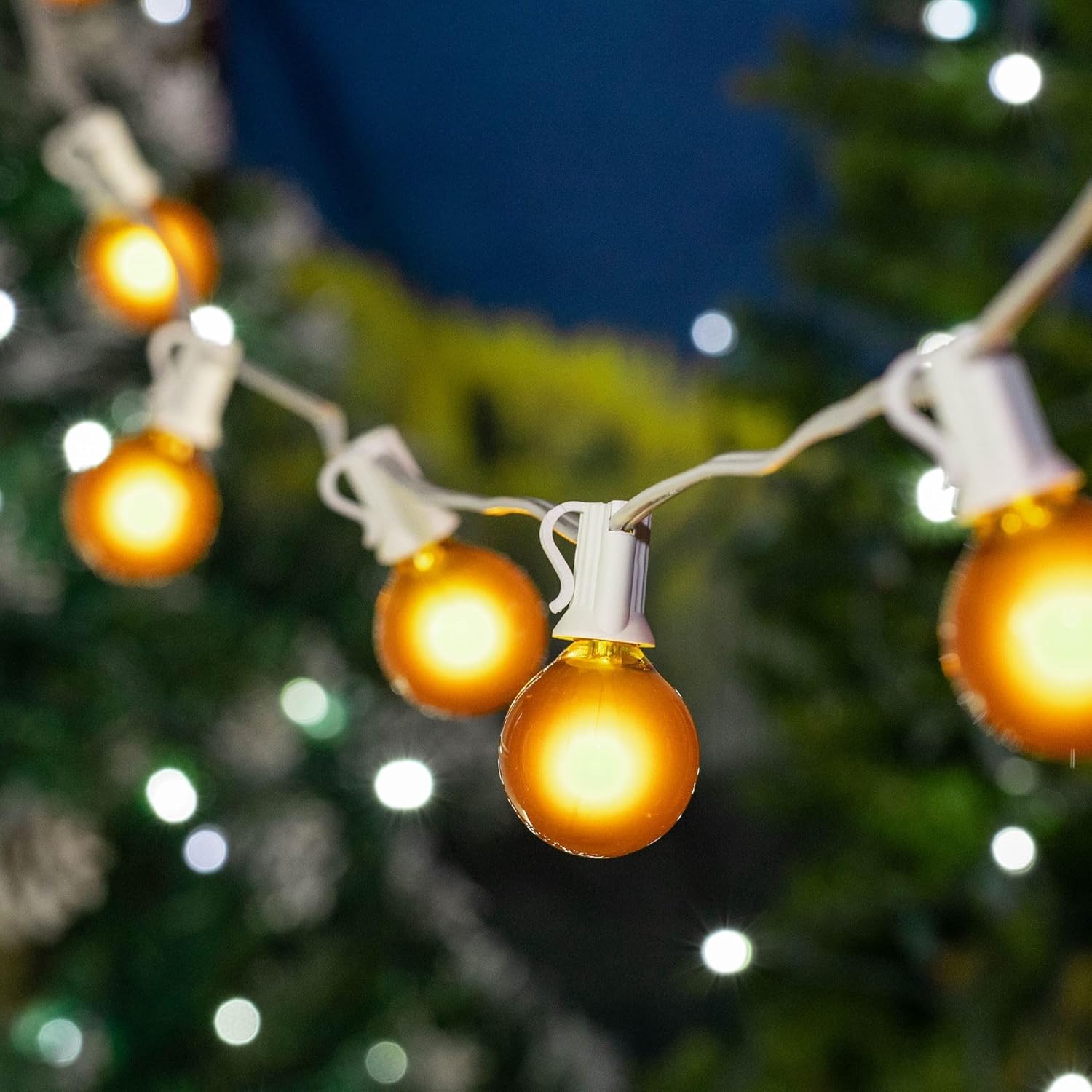 Guirnalda de luces G40 para patio con 25 bombillas amarillas de globo  Cadena de luces colgantes para jardín  Luces vintage para patio trasero