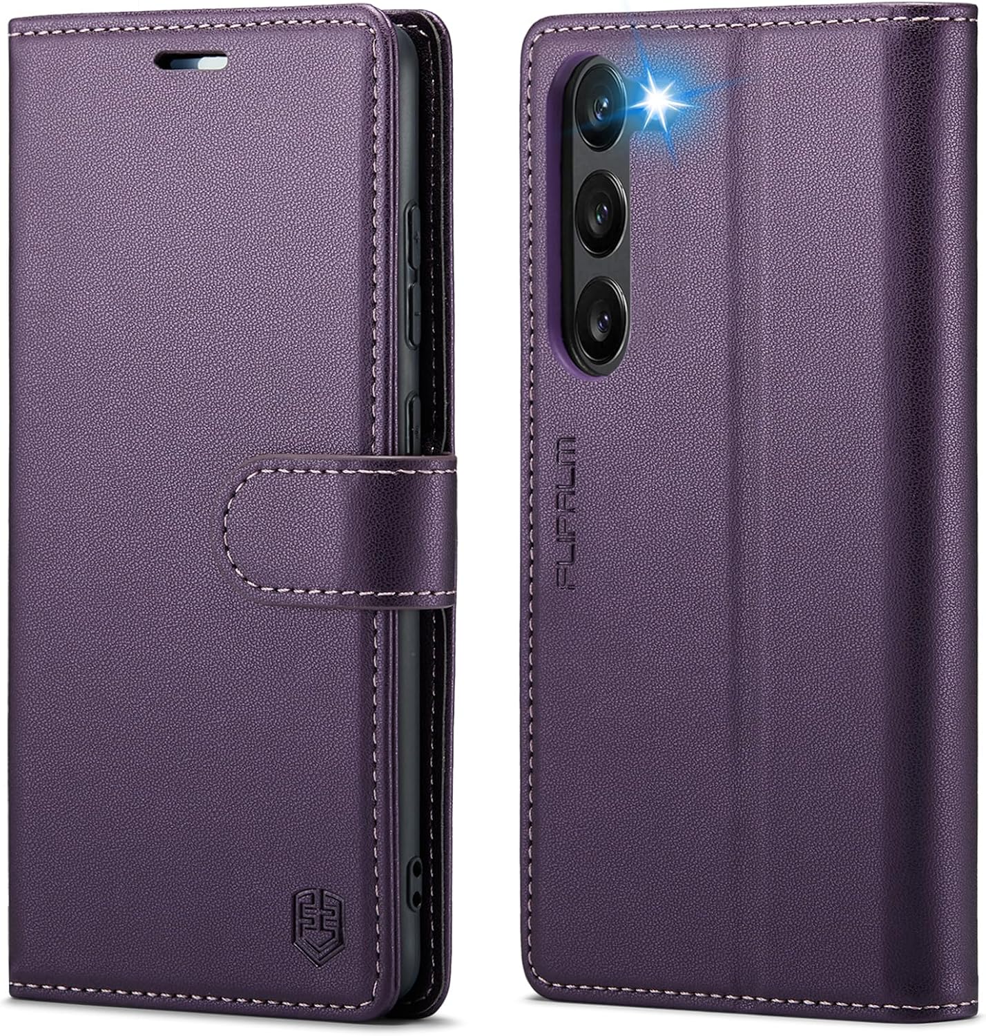 Funda tipo cartera para Samsung Galaxy S23 5G con bloqueo RFID, soporte para tarjeta de crédito, de piel sintética, función atril, funda protectora