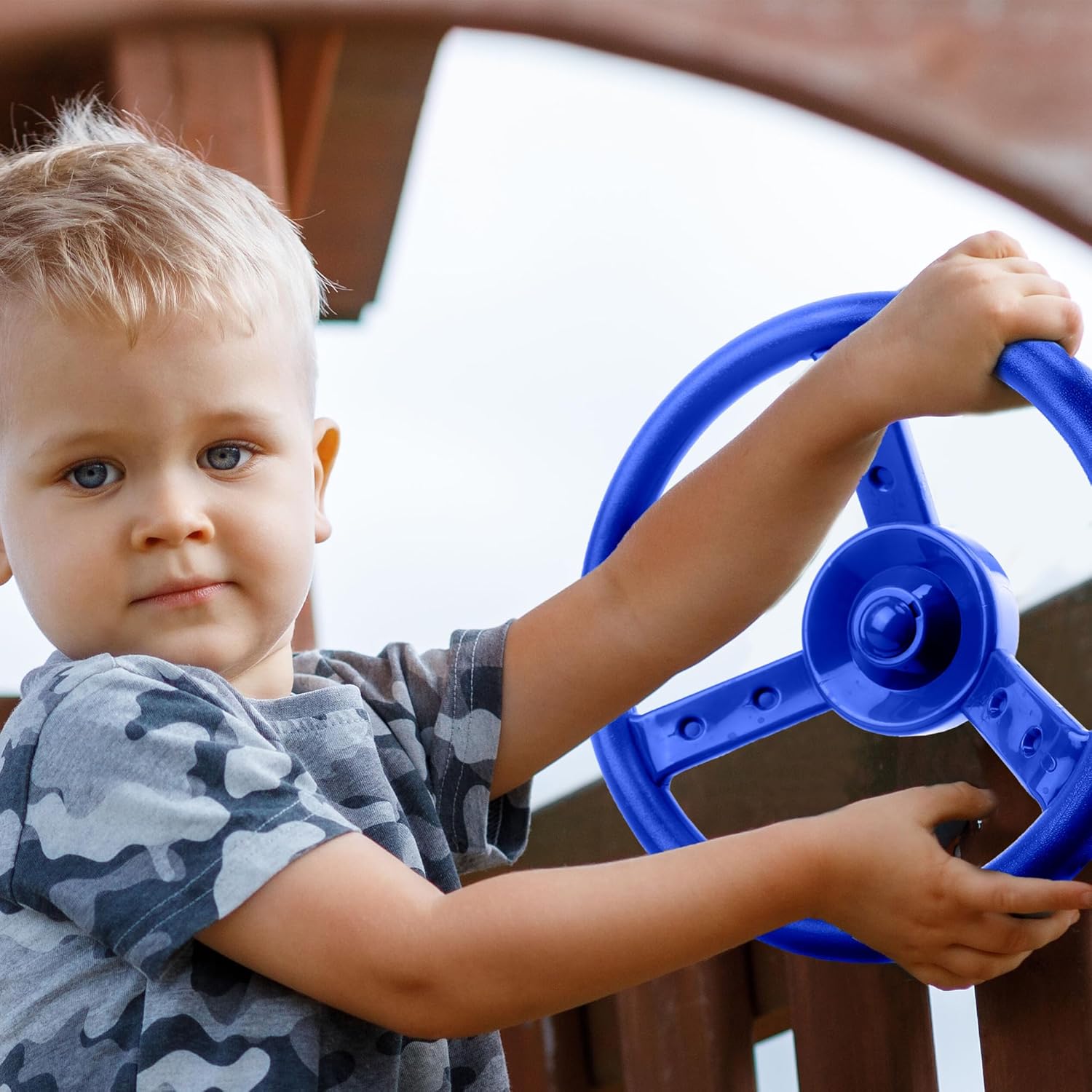 Juego de accesorios de volante de plástico para patio trasero, casa de árbol, parque infantil, gimnasio de selva (1, azul)