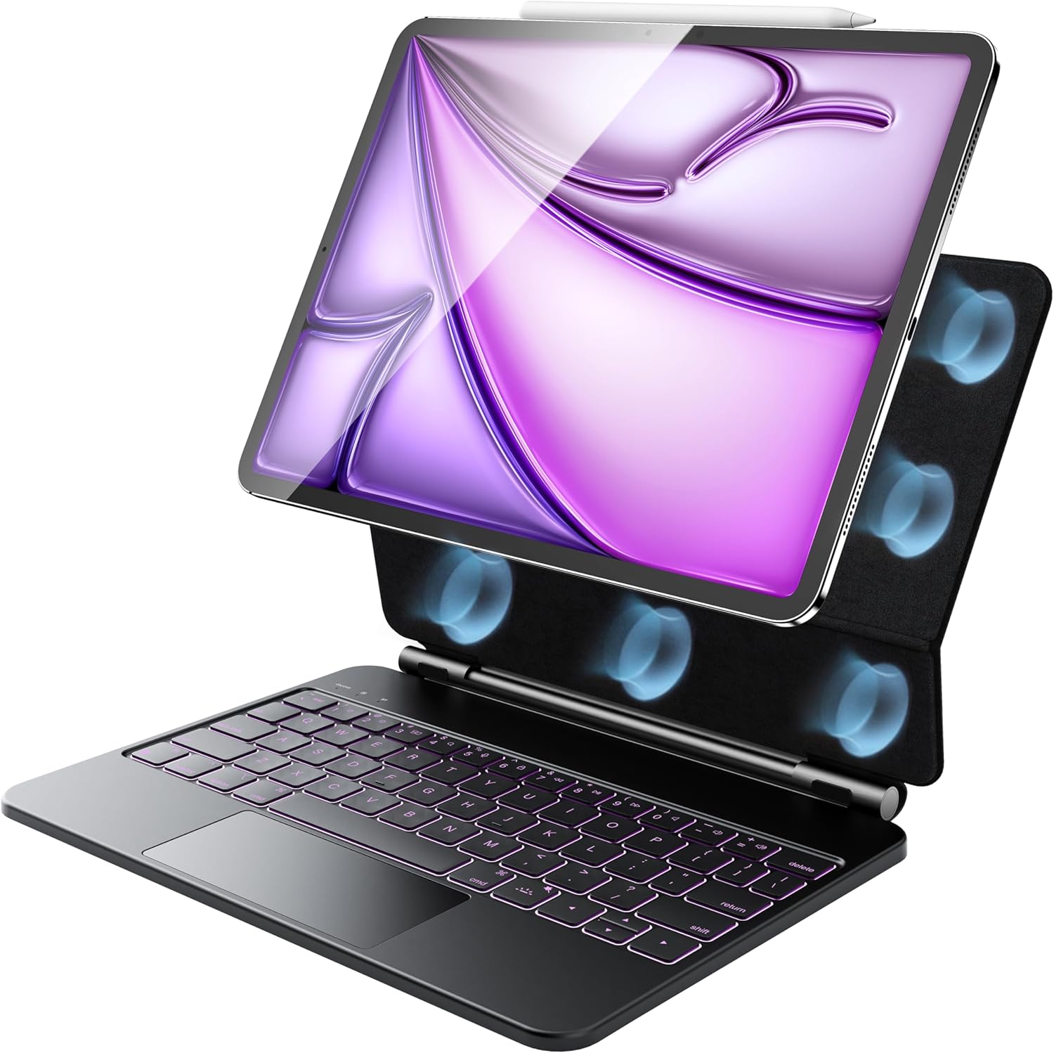 HOU Funda de teclado para iPad Air de 13 pulgadas M3 M2Pro de 12.9 pulgadas 6543 (2018-2022), soporte magnético, trackpad multitáctil,