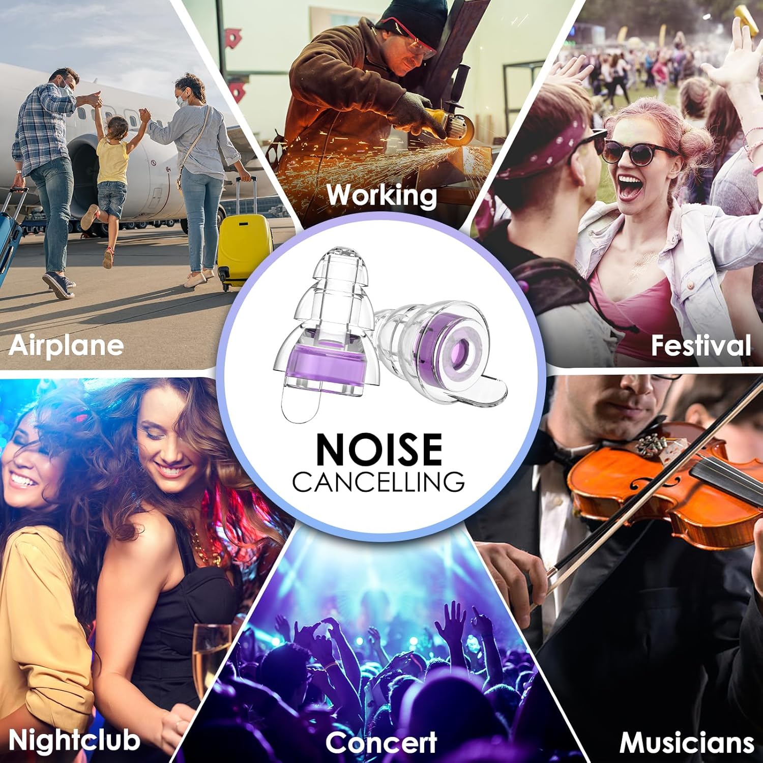 Tapones para los oídos de conciertos de alta fidelidad, tapones reutilizables con cancelación de ruido para conciertos, reducción de ruido, músicos,