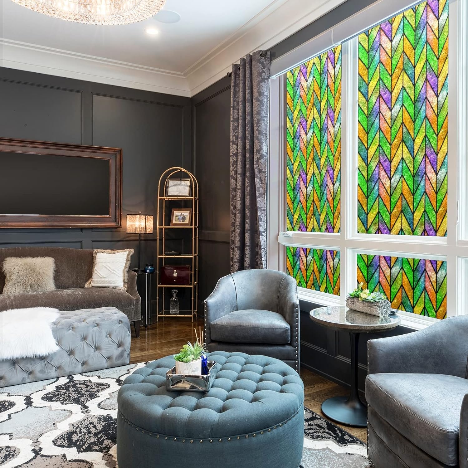 Película de privacidad para ventana de vidrio arcoíris, película de ventana de vidrio manchado, película de privacidad para ventana, película de