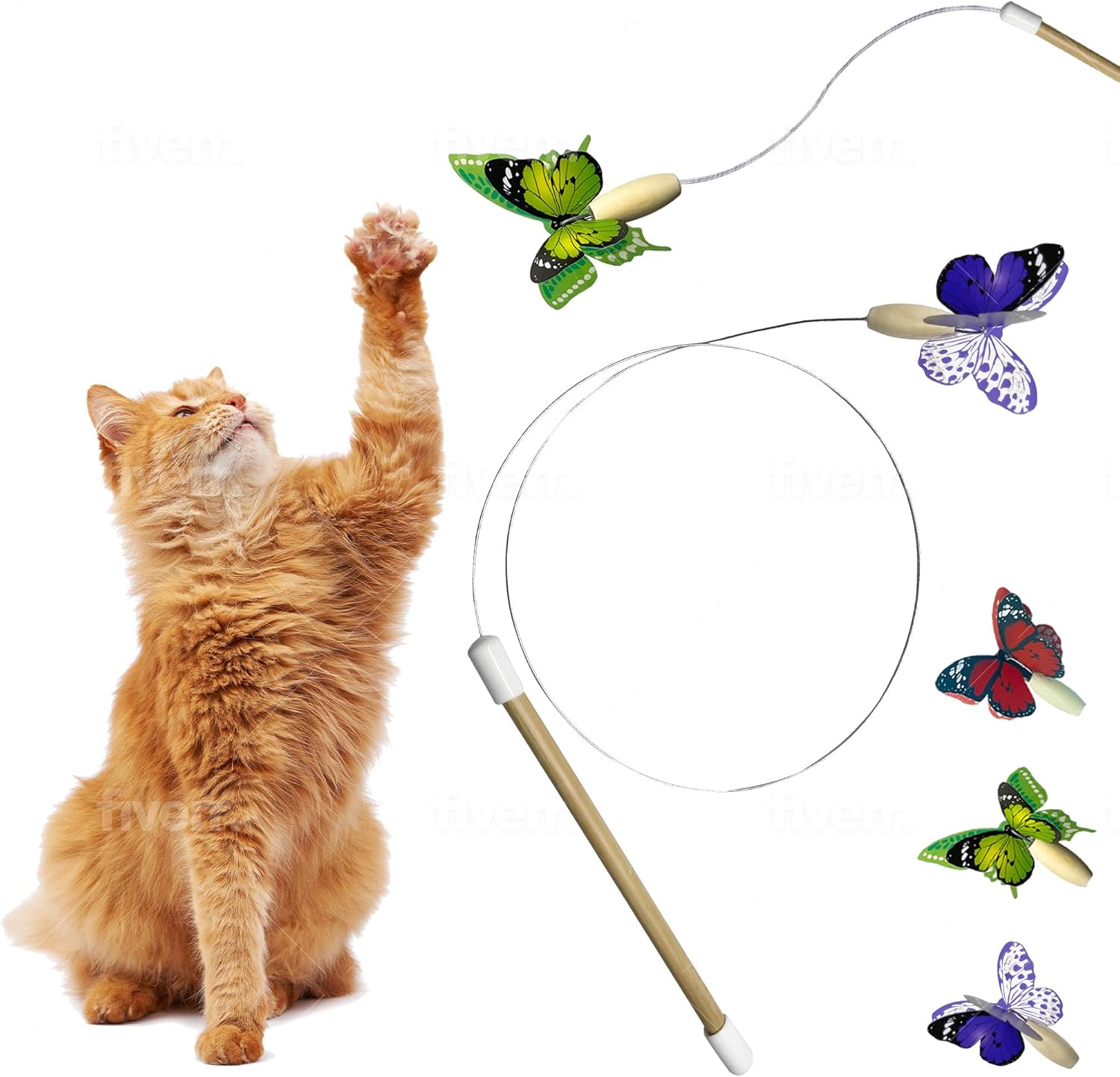 Butterfly Bouncer – Mariposa en alambre rebota para imitar el vuelo de una mariposa real – Juguete interactivo para gatos – Gatosgatitos juegan