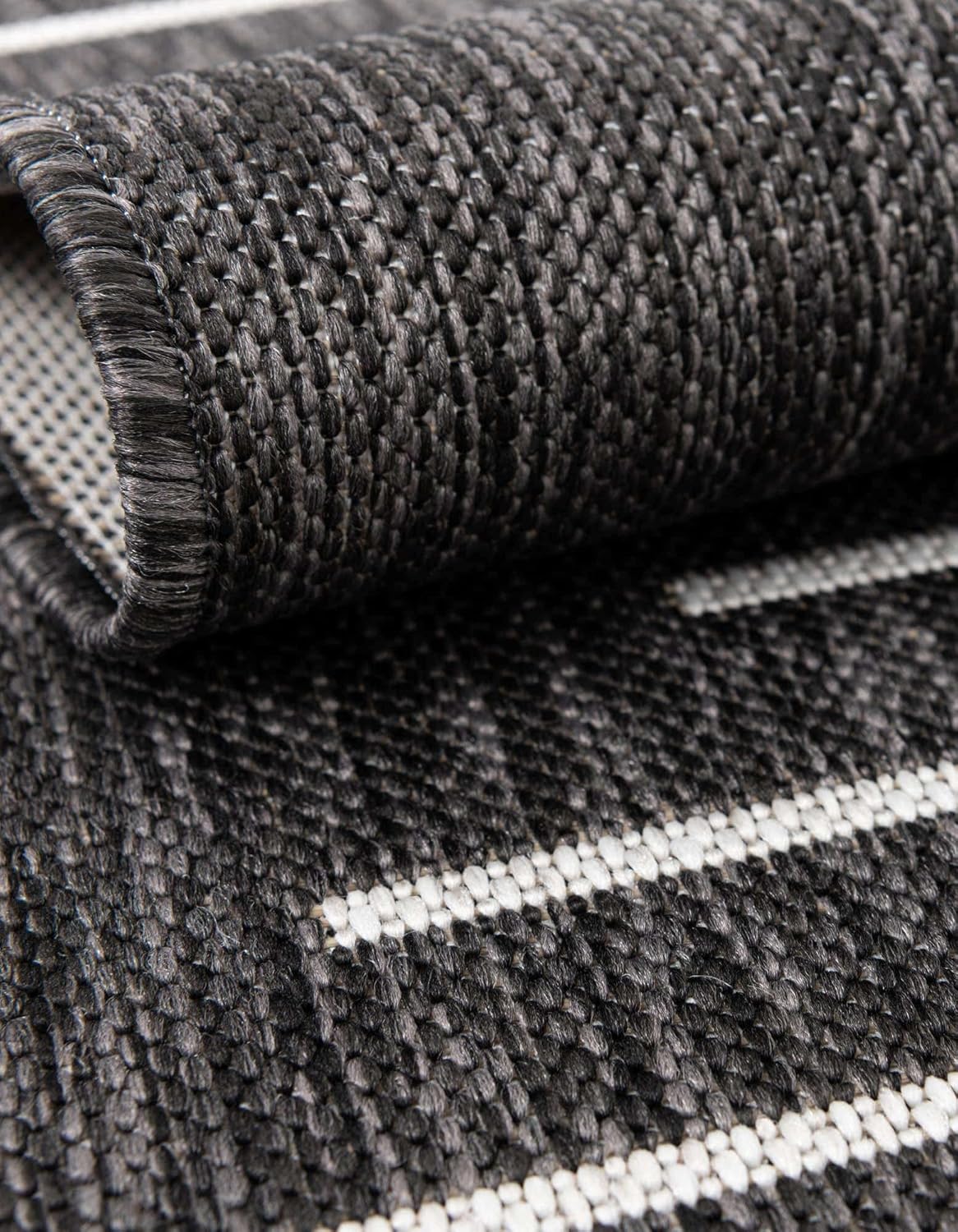 Unique Loom Outdoor Modern Collection – Alfombra redonda de 13 pies, color gris carbónmarfil
