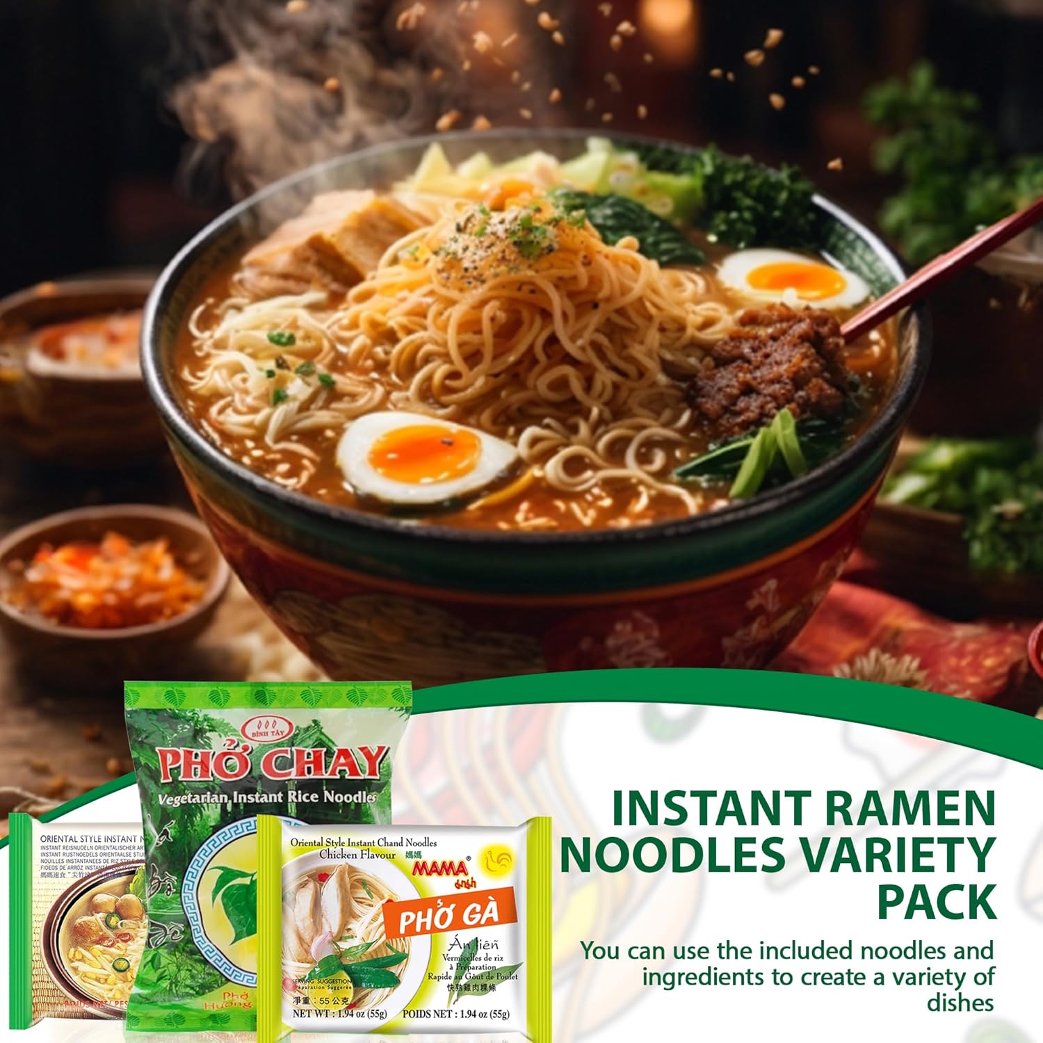 FOODIE BOXX Fideos ramen asiáticos instantáneos con salsa picante Samyang (paquete de 15, fideos Pho)