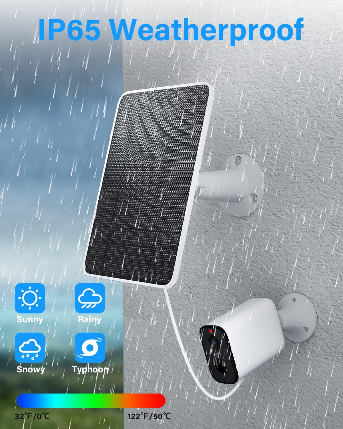 Panel solar de carga mejorada compatible con Pro 5S, Arlo Pro 4, Pro 3, Pro 3, Ultra 2, Ultra, panel solar de 4 W con cable de carga de 9.8 pies,