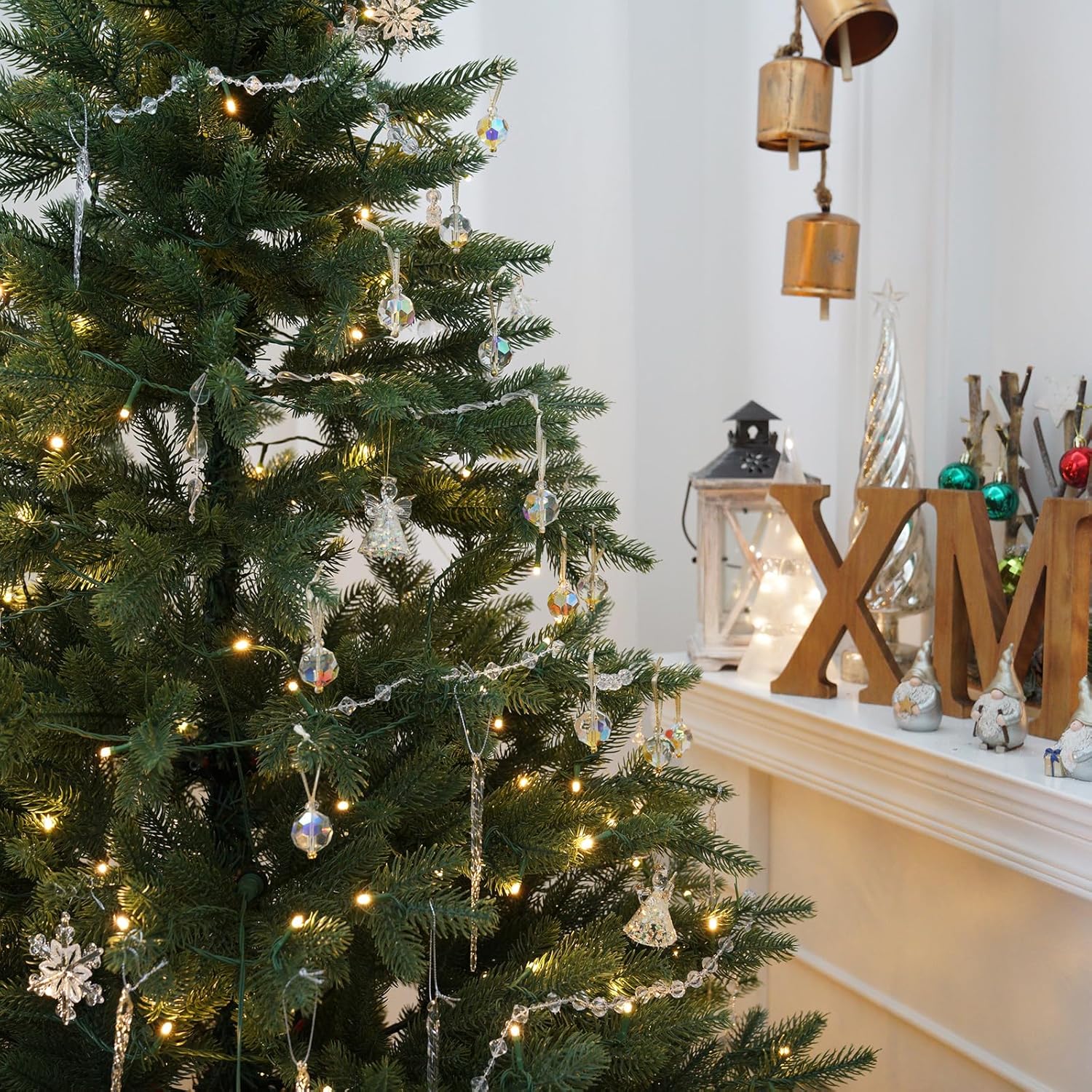 12 esferas navideñas de cristal de 1.18 pulgadas, mini bolas de prisma coloridas, adornos de árbol de Navidad, adorno colgante para boda, fiesta,
