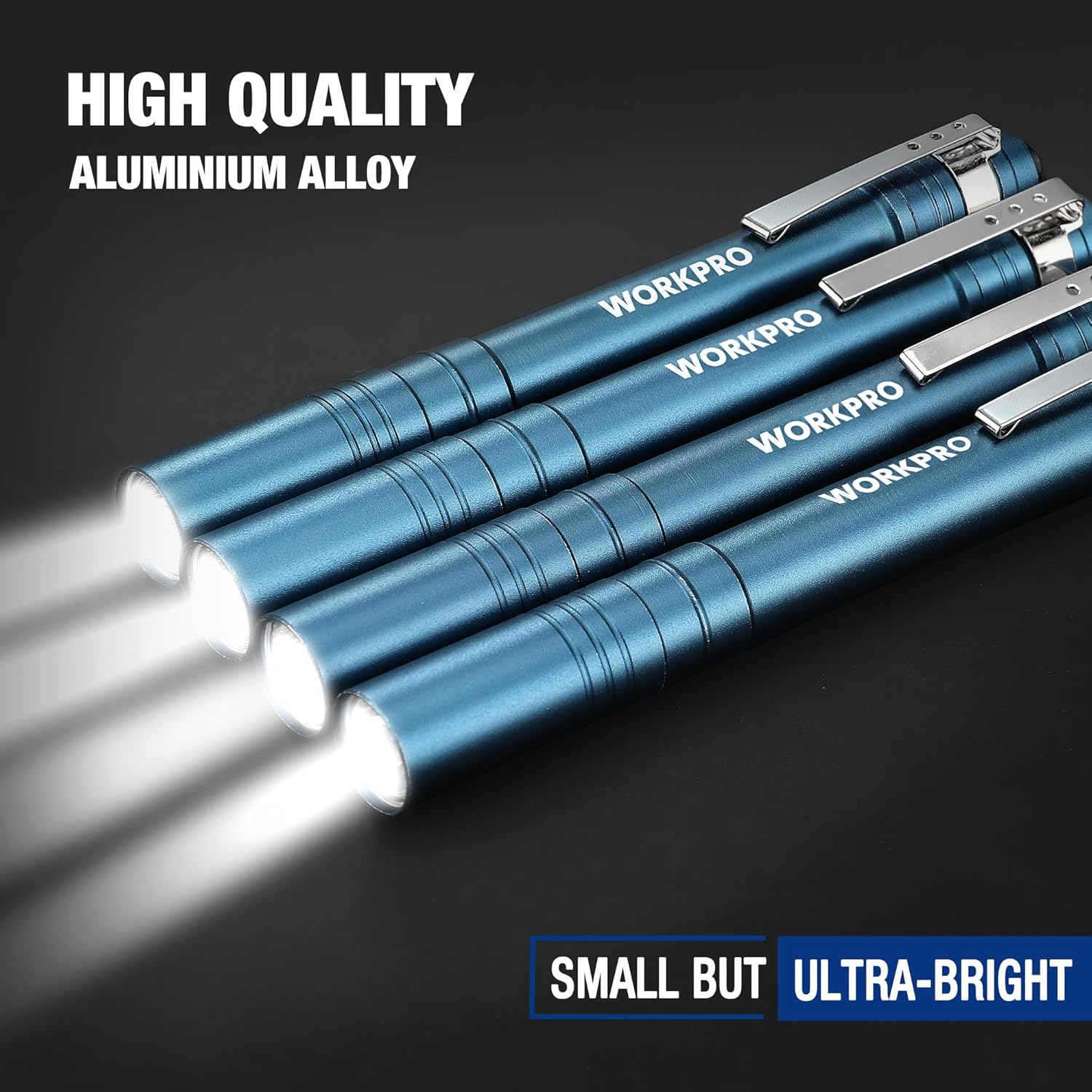 WORKPRO Juego de 4 luces azules para bolígrafo y 4 unidades de luces negras