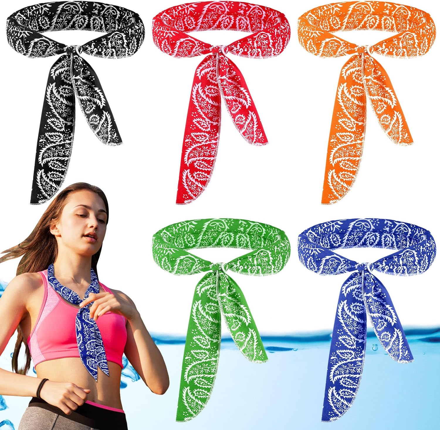 Bufanda de enfriamiento de hielo para el cuello, bandana para el cuello, bufanda refrescante para hombres y mujeres, actividades al aire libre (5),
