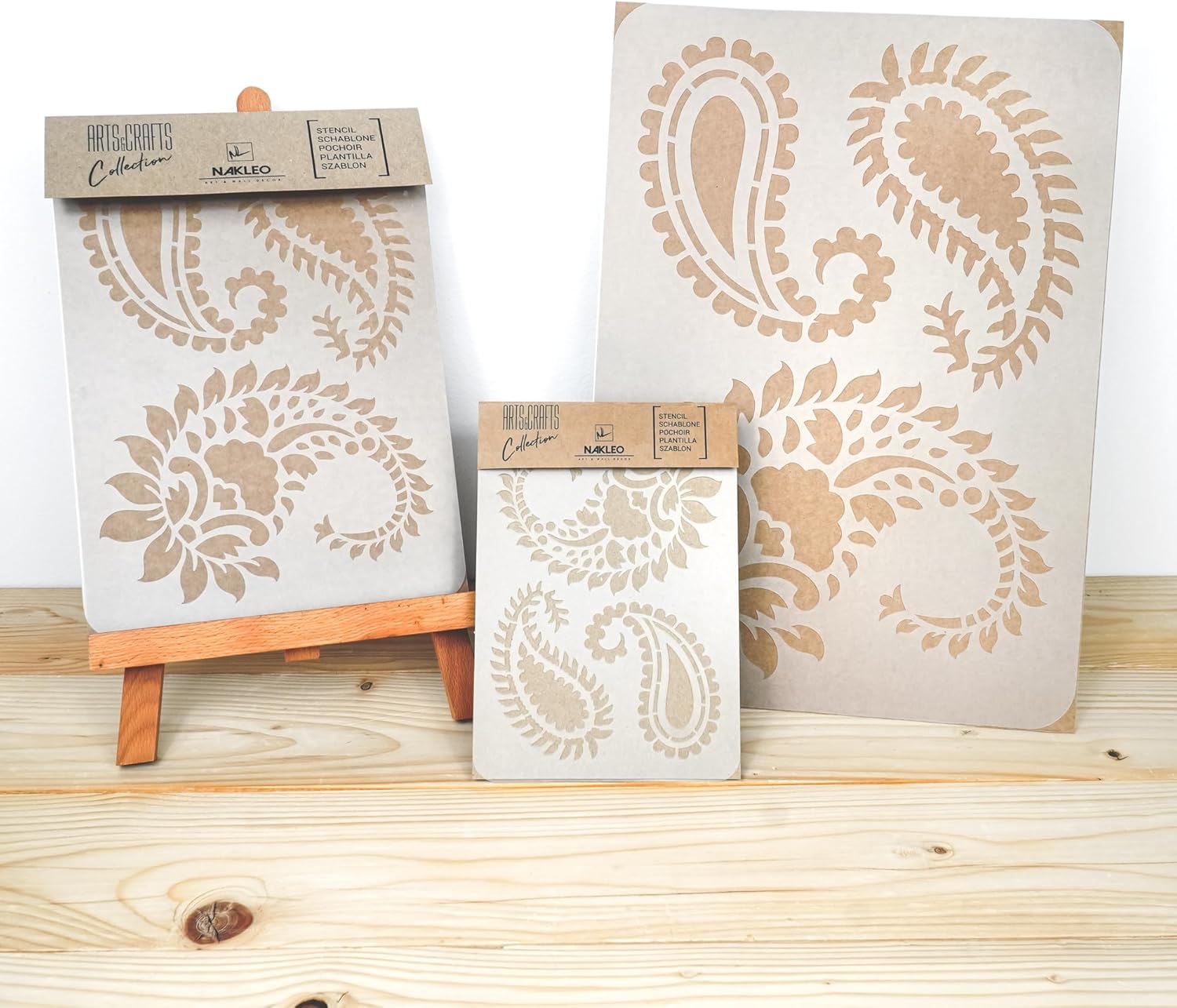 NAKLEO – Plantilla de plástico reutilizable para bricolaje, 8.3 x 11.7 pulgadas, estampado floral oriental turco de cachemira, pintura de pared para
