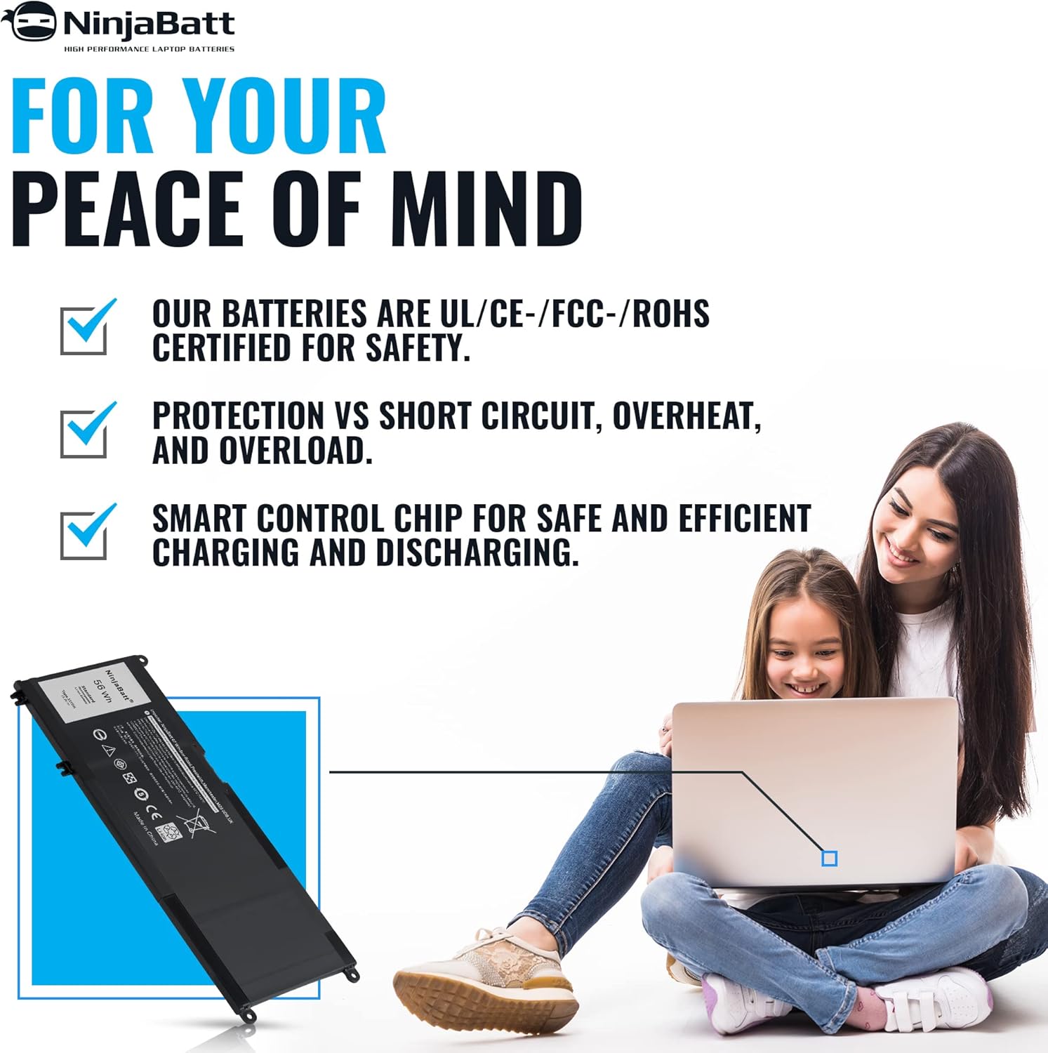 NinjaBatt Batería para Dell 33YDH 17 7000 7779 13 7353 17 7778 15 7778 15 7577 P30E 7786 7773 3779 G5  7588 3579 5587 G7  G3 Latio tude 13 3380 14