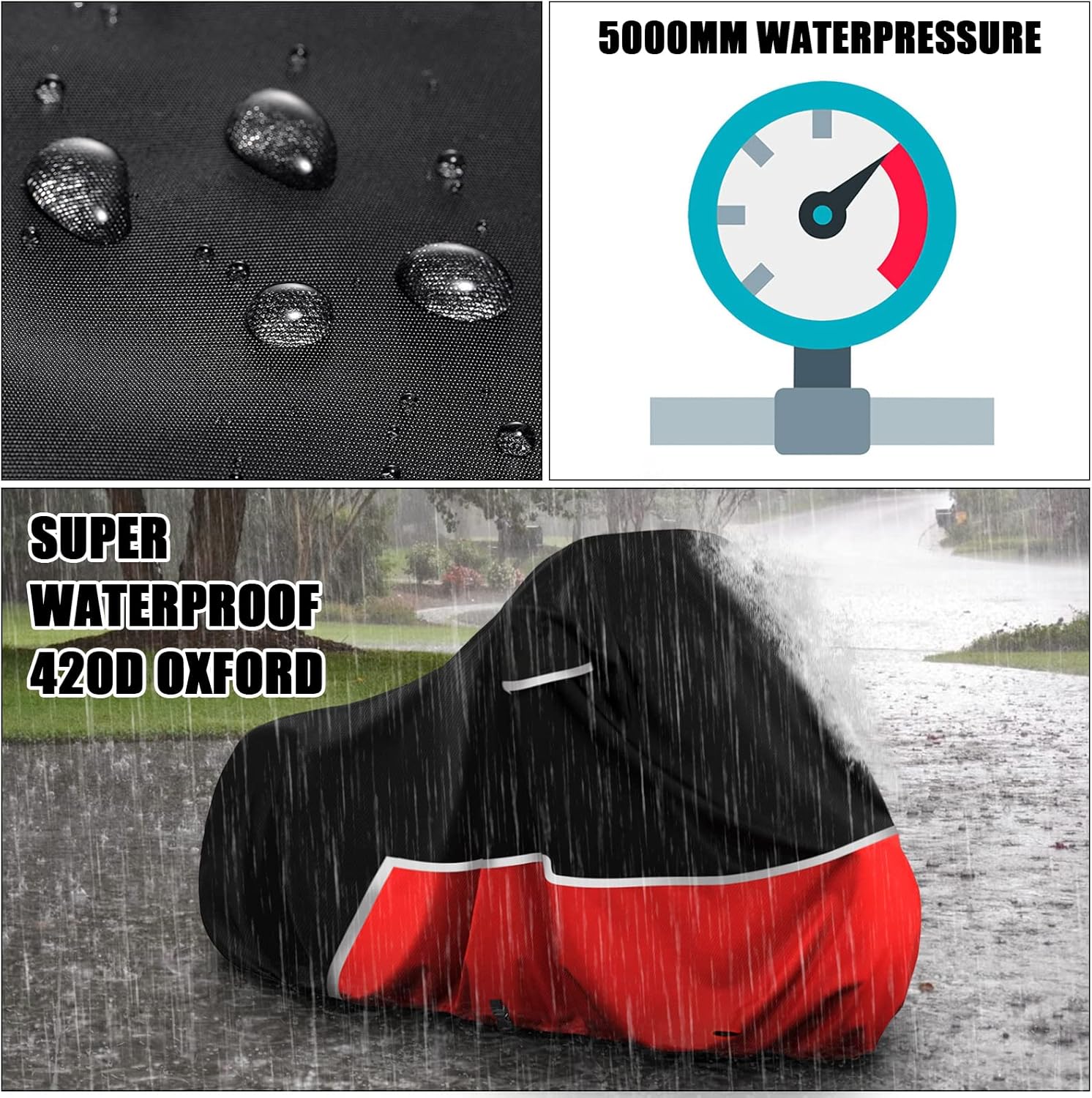 Funda impermeable para motocicleta de repuesto para modelos Harley Davidson Cruiser, 420D Oxford Cloth Softail, Dyna, Iron 883, Fat Boy 114,
