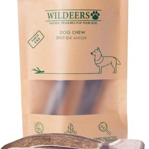 Cuernos divididos para perros medianos, paquete de 2, fabricados en Estados Unidos, cuernos de alce de grado A, huesos masticables para razas Cuernos divididos para perros medianos, paquete de 2, fabricados en Estados Unidos, cuernos de alce de grado A, huesos masticables para razas