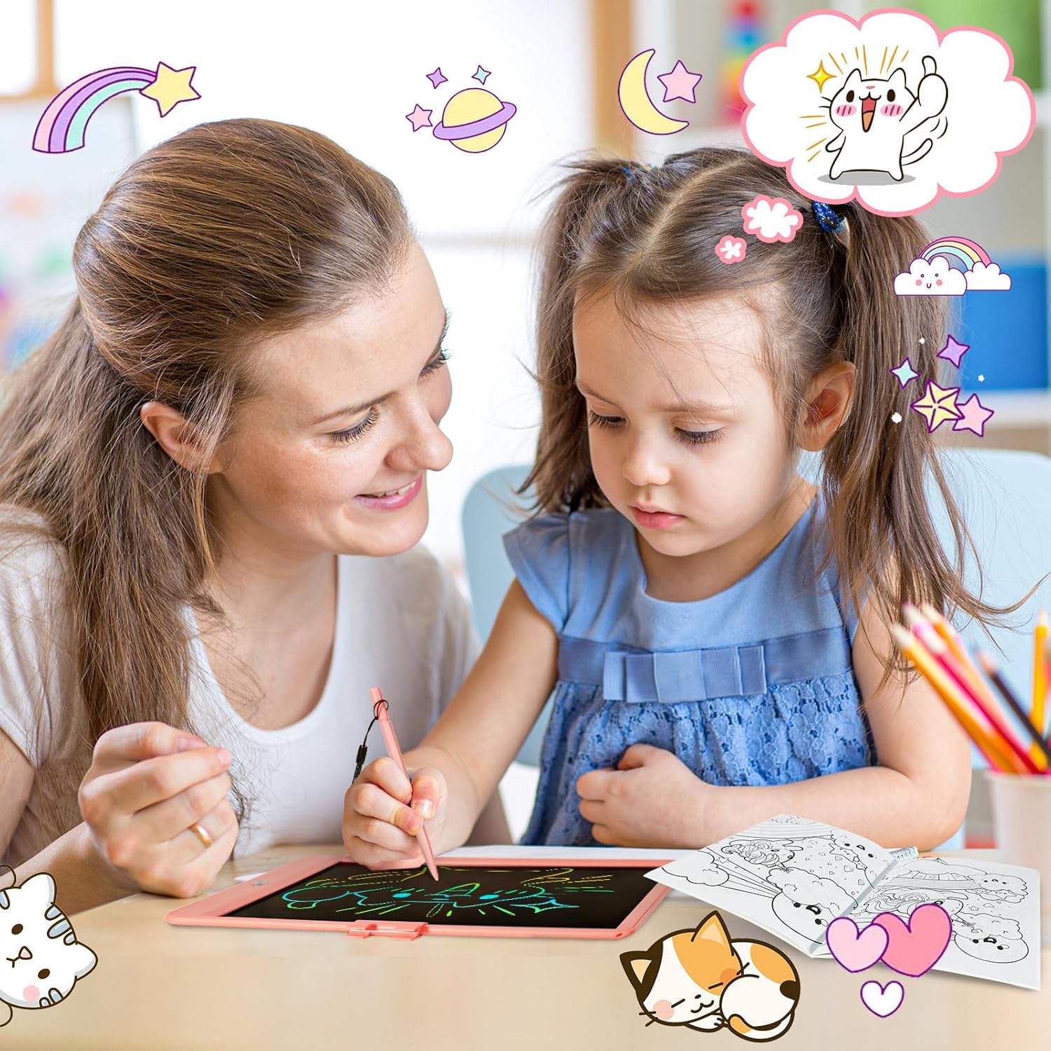 NECHOUZHLI Tableta de escritura LCD para niños, tableta de dibujo electrónica borrable, tablero de graffiti Coloful infantil de 10 pulgadas,