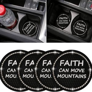 Paquete de 4 posavasos brillantes para automóvil, 2.75 pulgadas, con diamantes de imitación de cristal, juego de almohadillas de goma suave, soporte Paquete de 4 posavasos brillantes para automóvil, 2.75 pulgadas, con diamantes de imitación de cristal, juego de almohadillas de goma suave, soporte