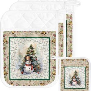 Juego de 3 soportes para ollas de Navidad para cocina, antideslizantes y aislantes de calor, juego de agarraderas de tela de toalla con bolsillo, Juego de 3 soportes para ollas de Navidad para cocina, antideslizantes y aislantes de calor, juego de agarraderas de tela de toalla con bolsillo,