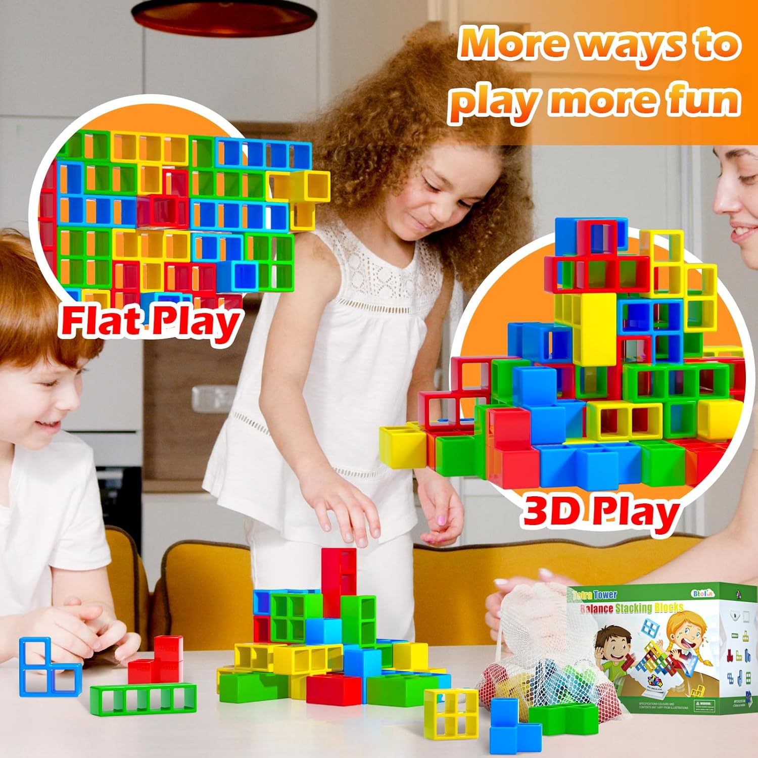 AZHU Tetra Tower – Bloque apilable de equilibrio, juegos de mesa para niños y adultos, juegos de fiesta, el juego de bloques de construcción de
