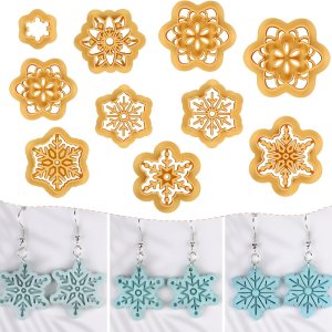Puocaon Cortadores de arcilla de invierno de nieve, 10 piezas de cortadores de arcilla para decoración de copos de nieve de Navidad para joyas de Puocaon Cortadores de arcilla de invierno de nieve, 10 piezas de cortadores de arcilla para decoración de copos de nieve de Navidad para joyas de