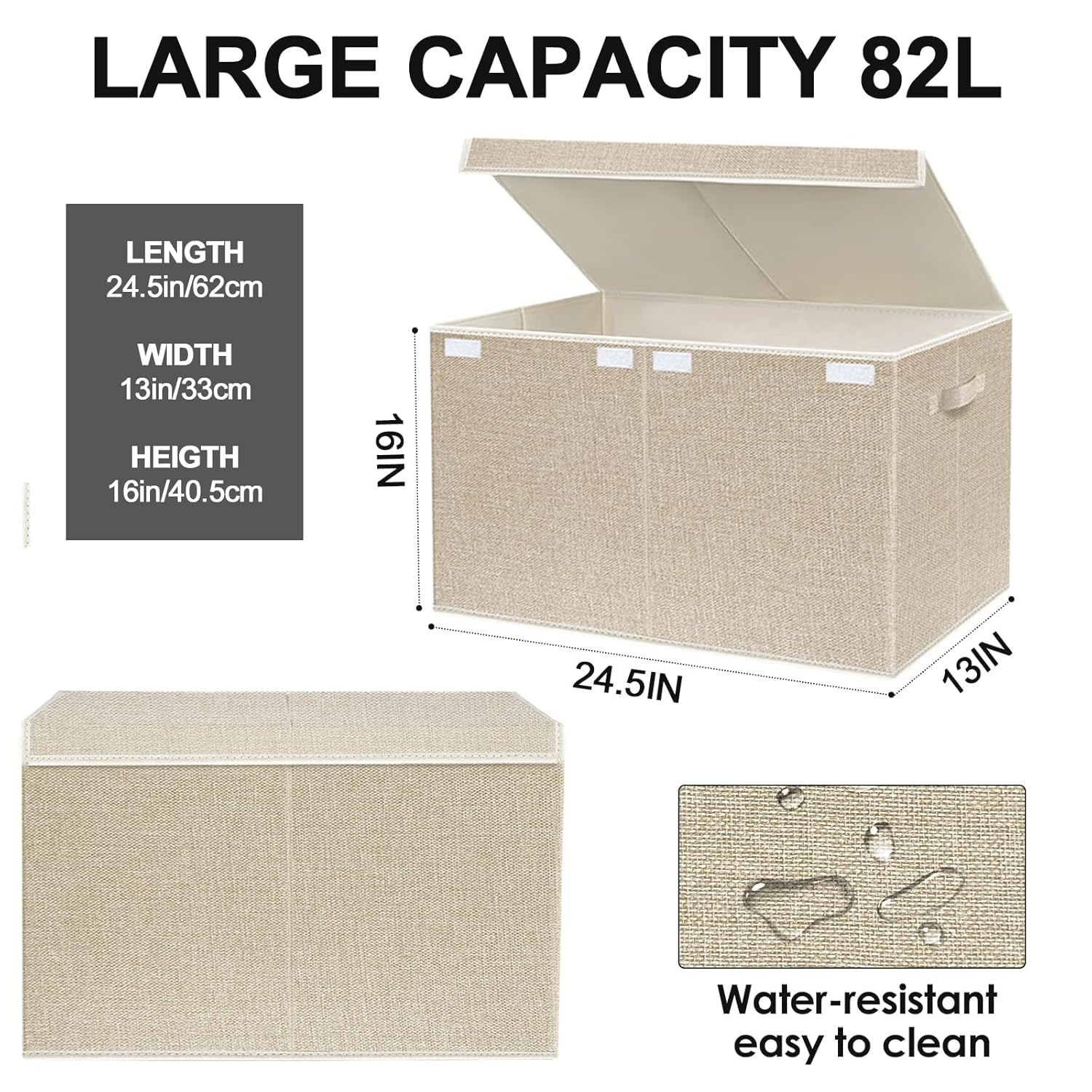 VERONLY Caja grande de juguetes con tapa, cajas plegables para juguetes para niños, cestas organizadoras con asas para niños, niñas, guardería, sala