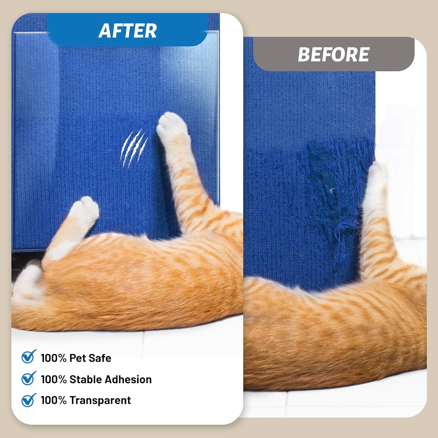 Sin pines protector de muebles Eosarcu para gatos, paquete de 16 protectores de sofá de un solo lado contra garras de gato, protector de sofá