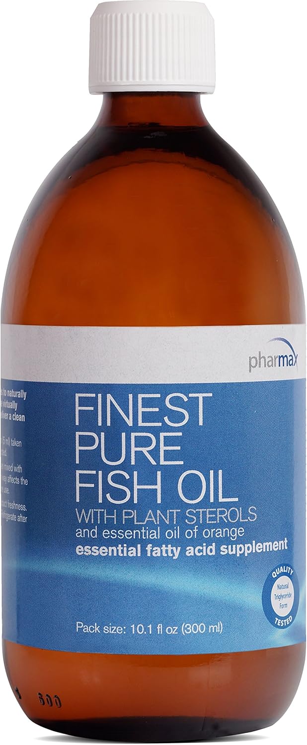 Pharmax Aceite de pescado puro Finest  con esteroles vegetales y aceite esencial de naranja para apoyar una salud cardiovascular óptima  10.1 onzas