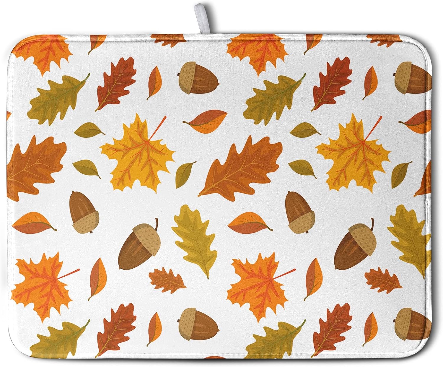 Kwlegh Tapete de secado de platos de hojas de otoño para encimera de cocina, tapete de secado de platos naranja de Acción de Gracias, tapete