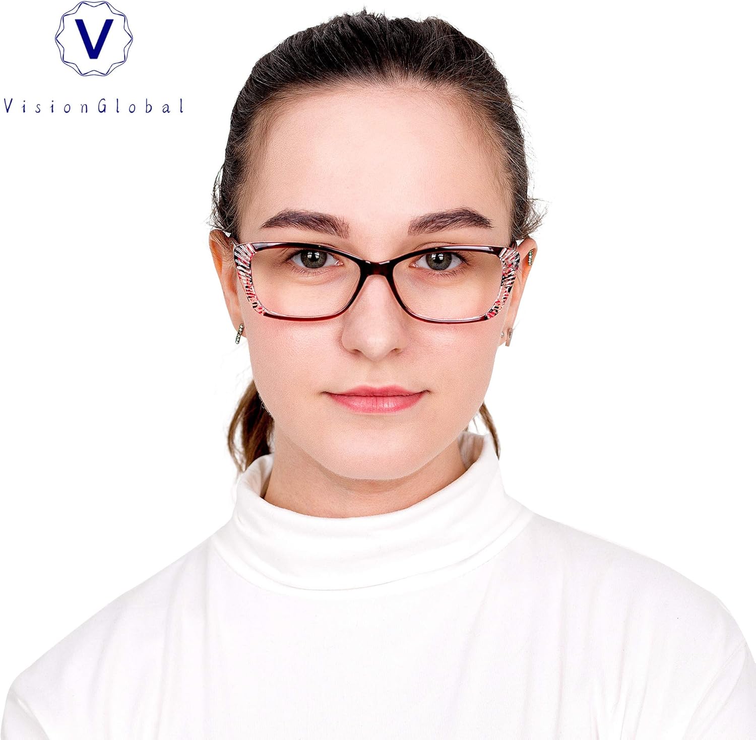VisionGlobal 4 pares5 pares de anteojos de lectura con bisagra de resorte, lentes de bloqueo de luz azul para mujereshombres