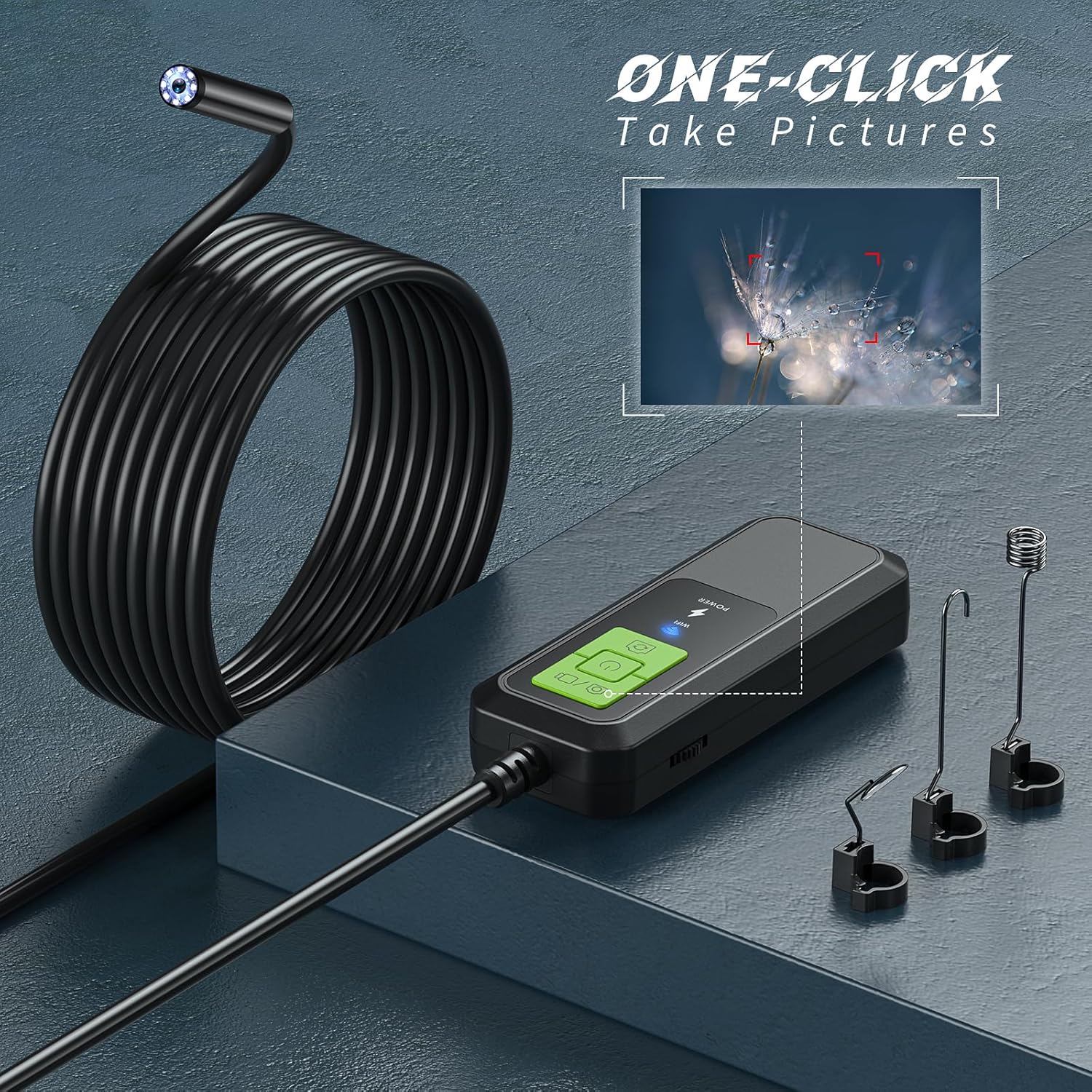 Cámara endoscopio con luz, cámara de inspección WiFi para iOS 9.0+ y Android 4.4+, 1280P HD multiesceno uso boroscopio, cámara serpiente con IP67