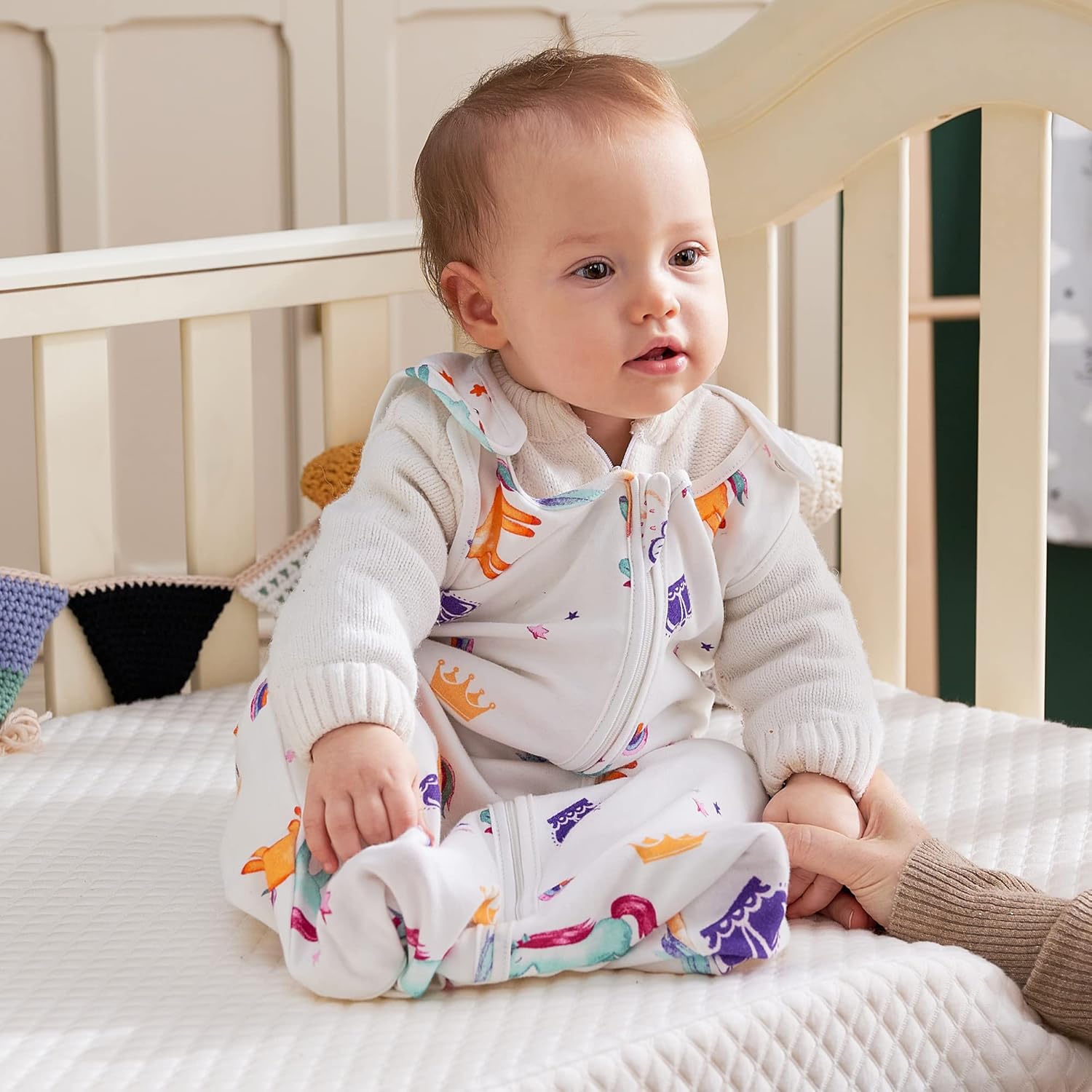 TILLYOU TOG 1 – Saco de dormir de algodón, 2 unidades, manta para bebé con cremallera de 2 vías, saco de dormir extrasuave sin mangas para bebés, de