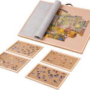 Lavievert Tabla de rompecabezas ajustable con 4 bandejas de clasificación y cubierta, tablero de caballete de madera para adultos, mesa de Lavievert Tabla de rompecabezas ajustable con 4 bandejas de clasificación y cubierta, tablero de caballete de madera para adultos, mesa de