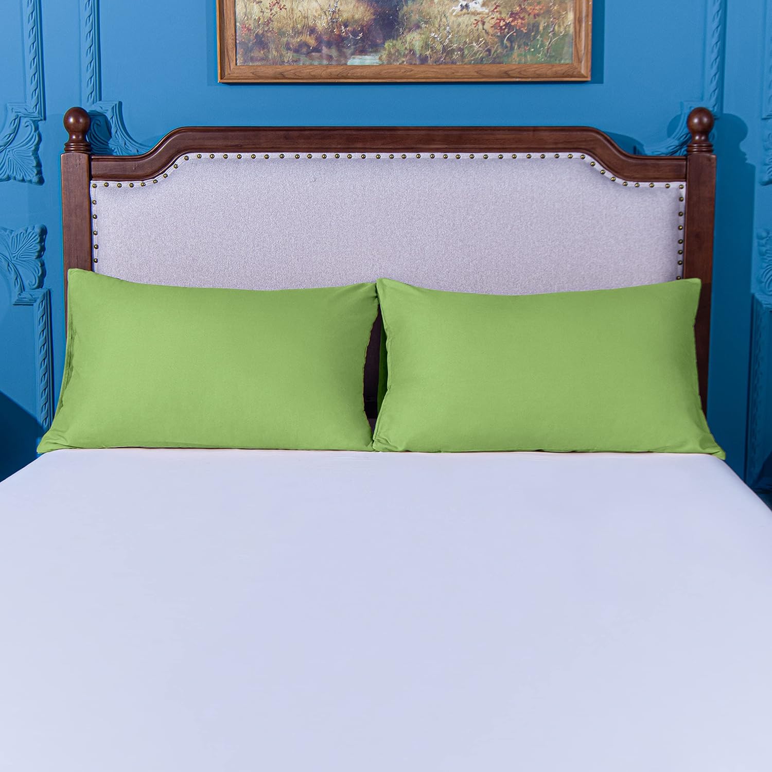 NTBAY Juego de 2 fundas de almohada estándar, 1800 hilos, 100 % microfibra cepillada, súper suaves y acogedoras, resisten arrugas, decoloración y