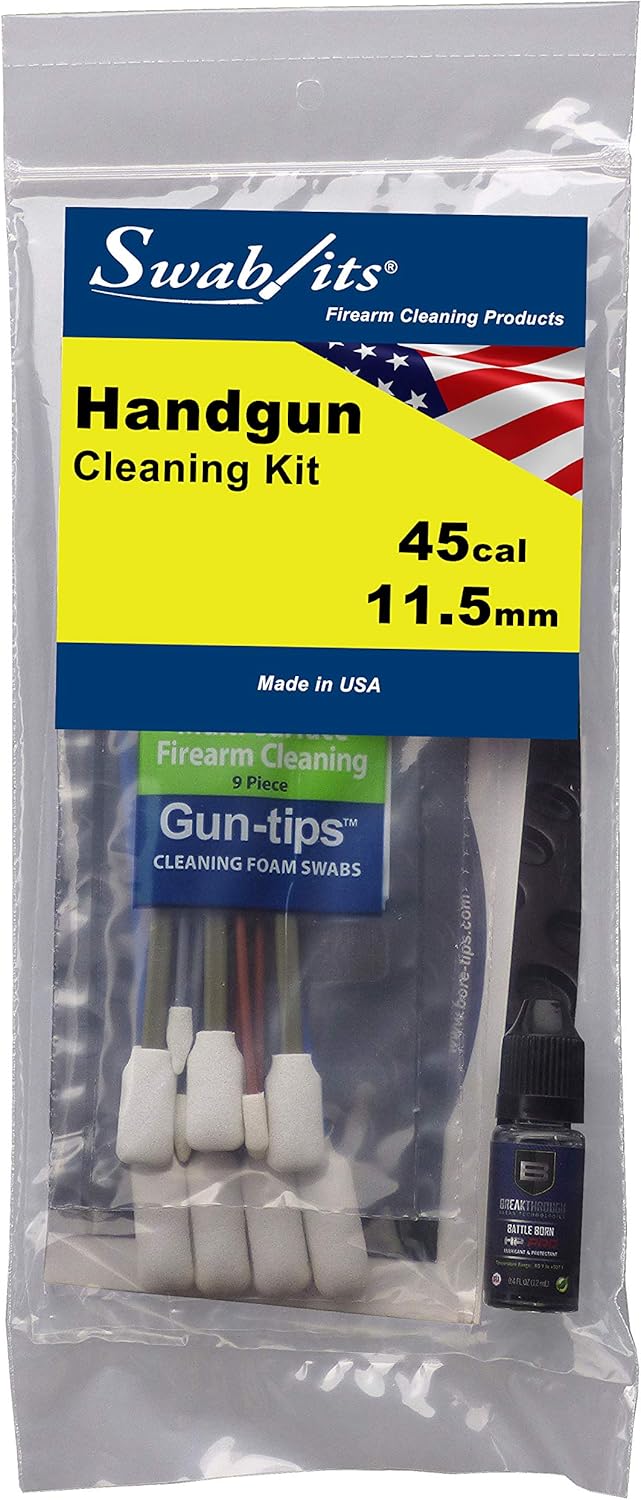 Swab-its . Kit de limpieza de armas de fuego calibre 45cal 45 – Fabricado en los Estados Unidos