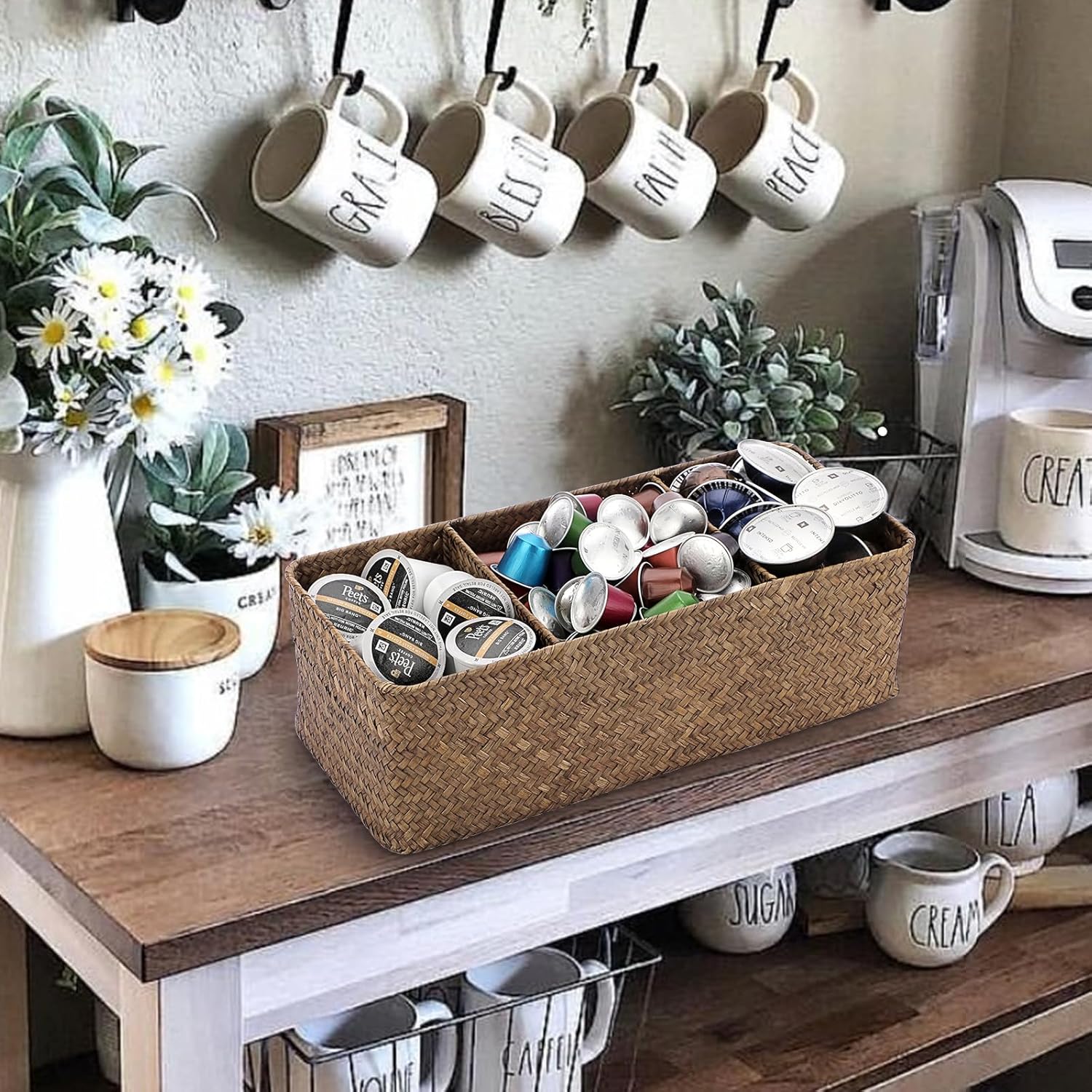 ELLDOO Soporte para cápsulas de café, organizador de cápsulas de café de gran capacidad para taza K, soporte para cápsulas Nespresso de hierba