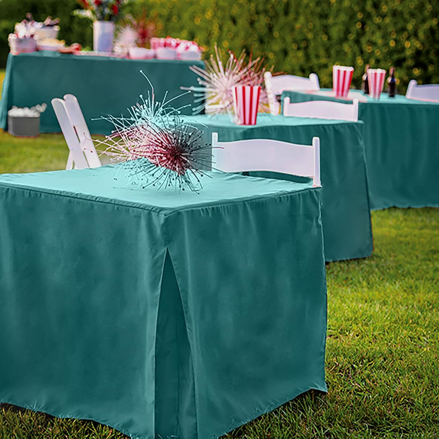 Tablevogue Mantel cuadrado de poliéster lavable a máquina, resistente a las manchas, para eventos, bodas, ocasiones especiales, mantel de 34